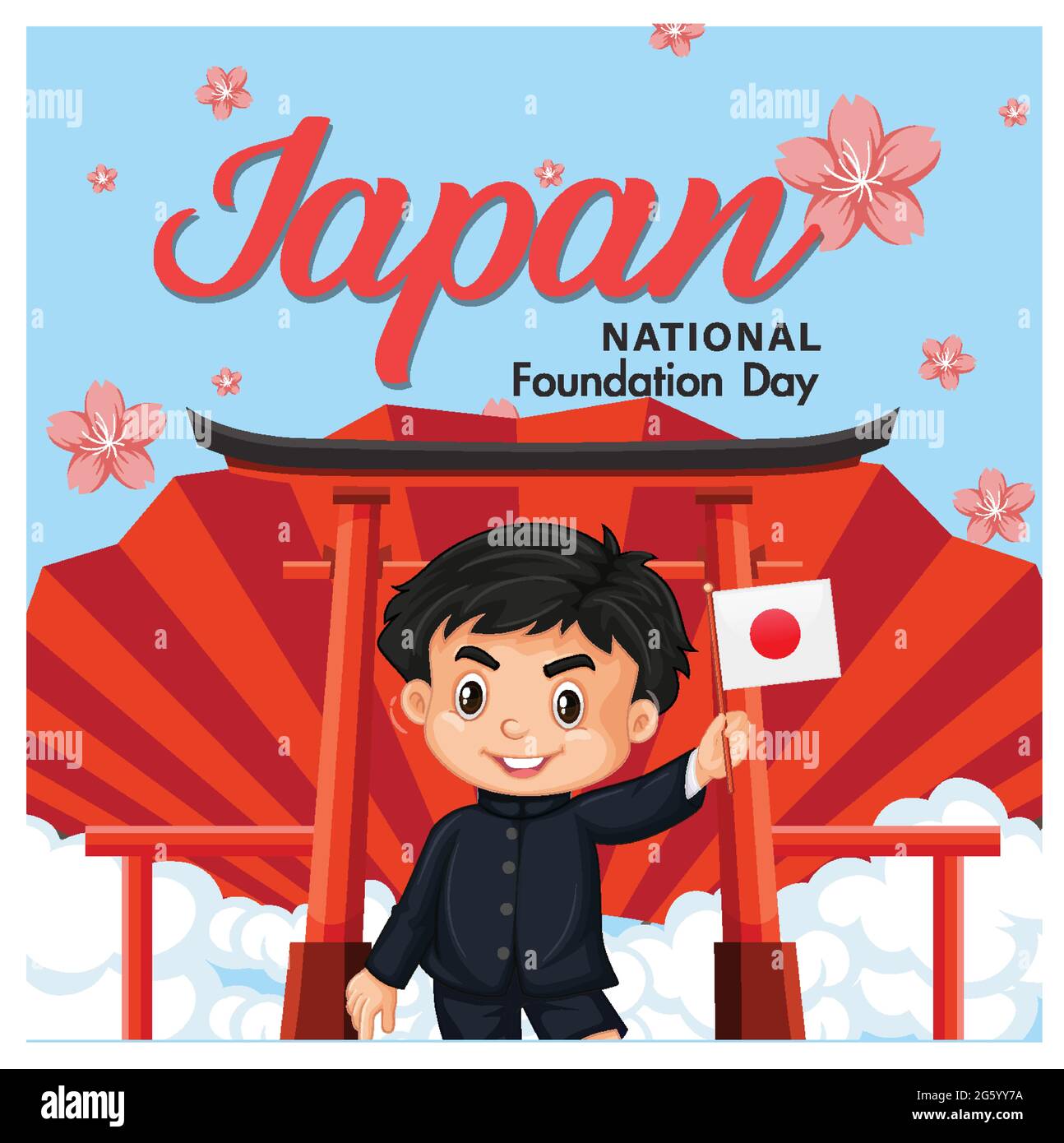 Bandiera della Giornata Nazionale del Giappone con illustrazione del  personaggio dei cartoni animati giapponesi per bambini Immagine e  Vettoriale - Alamy