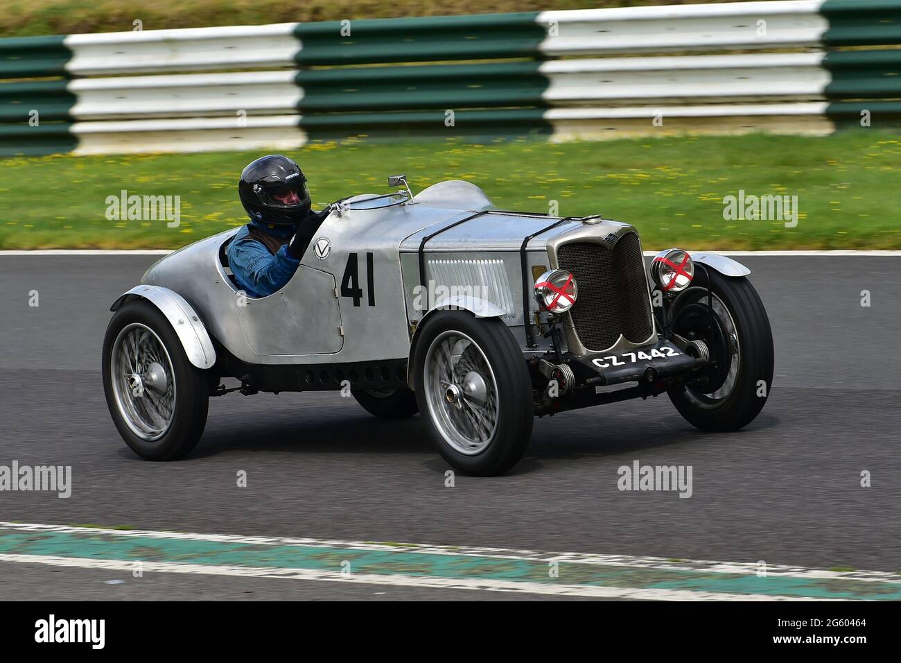 Dennis Bingham, Riley Falcon Special, Garry Whyte Memorial Riley Trophy, VSCC, Vintage Motorsport Festival, Shuttleworth Nuffield e Len Thompso Foto Stock