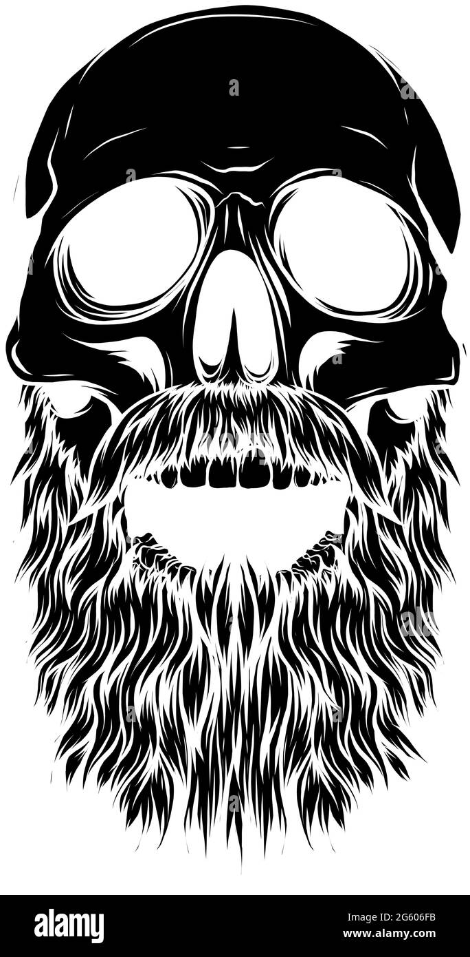 Bald silhouette nera, vettore di cranio di hipster ribassato Illustrazione Vettoriale