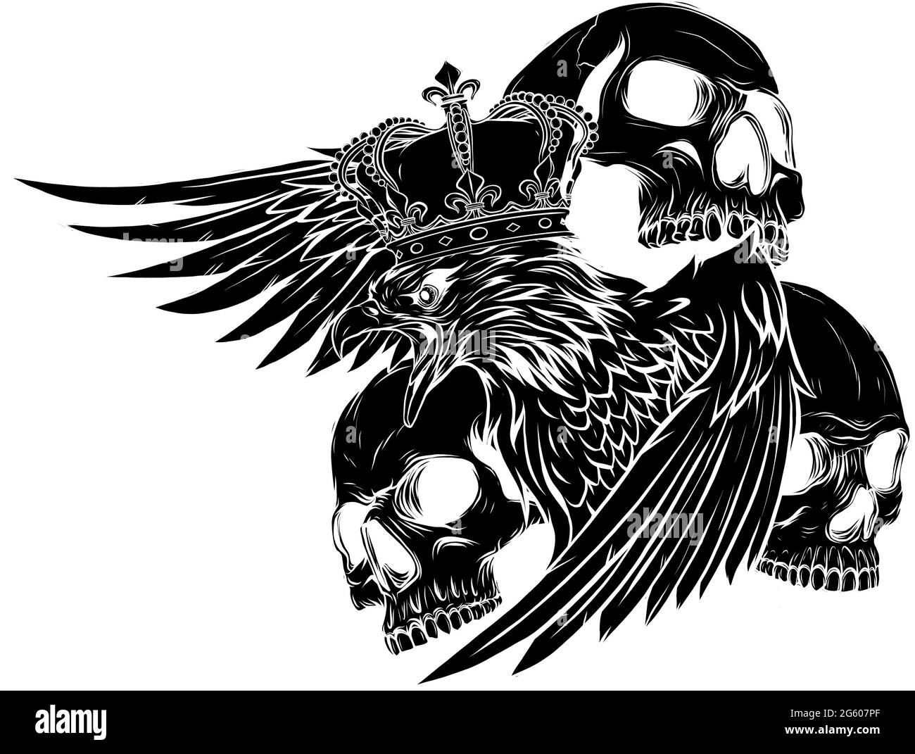 Illustrazione vettoriale di re Eagle e Skulls Illustrazione Vettoriale Illustrazione vettoriale di re Eagle e Skulls Illustrazione Vettoriale