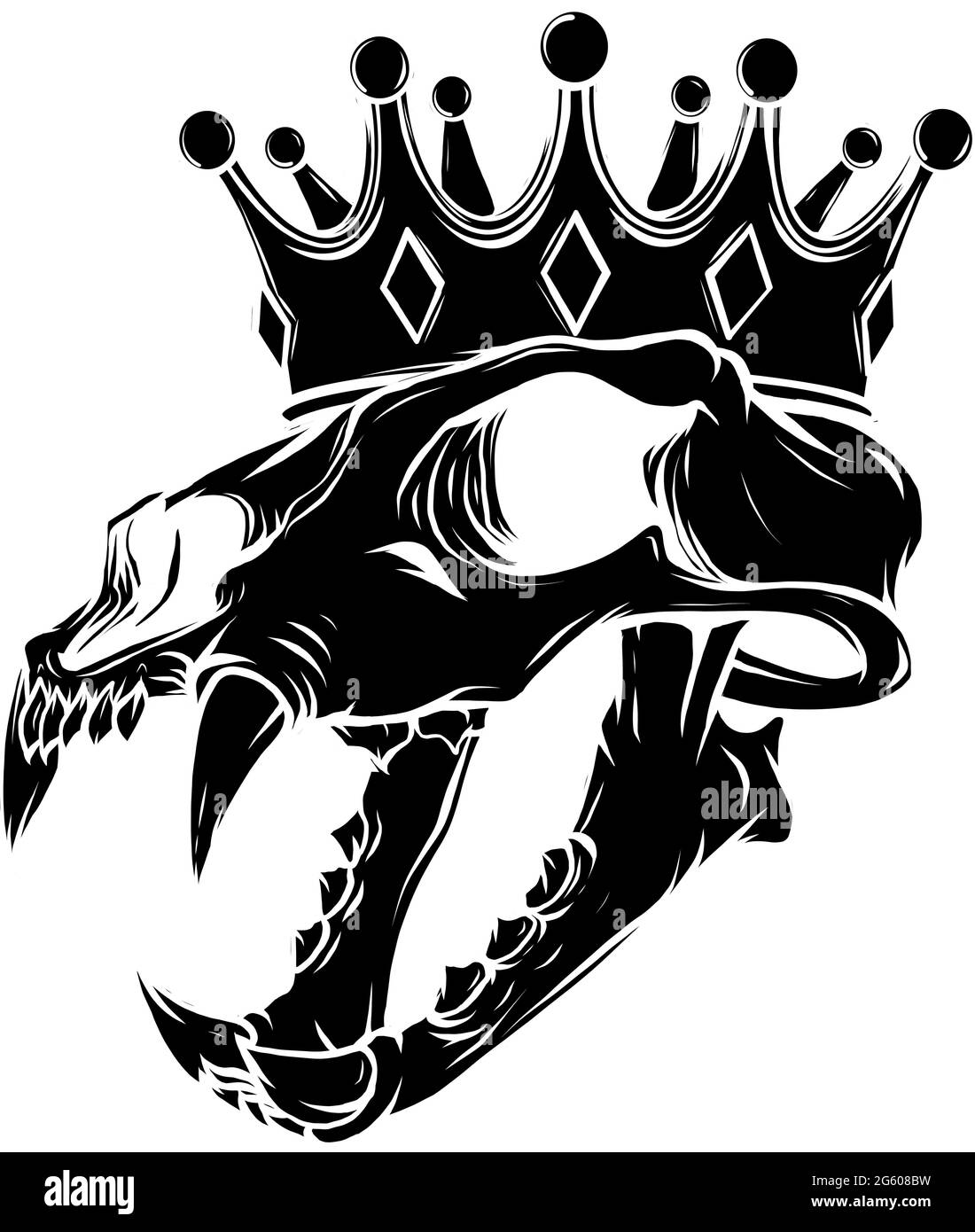 cranio tiger con disegno vettoriale a corona Illustrazione Vettoriale