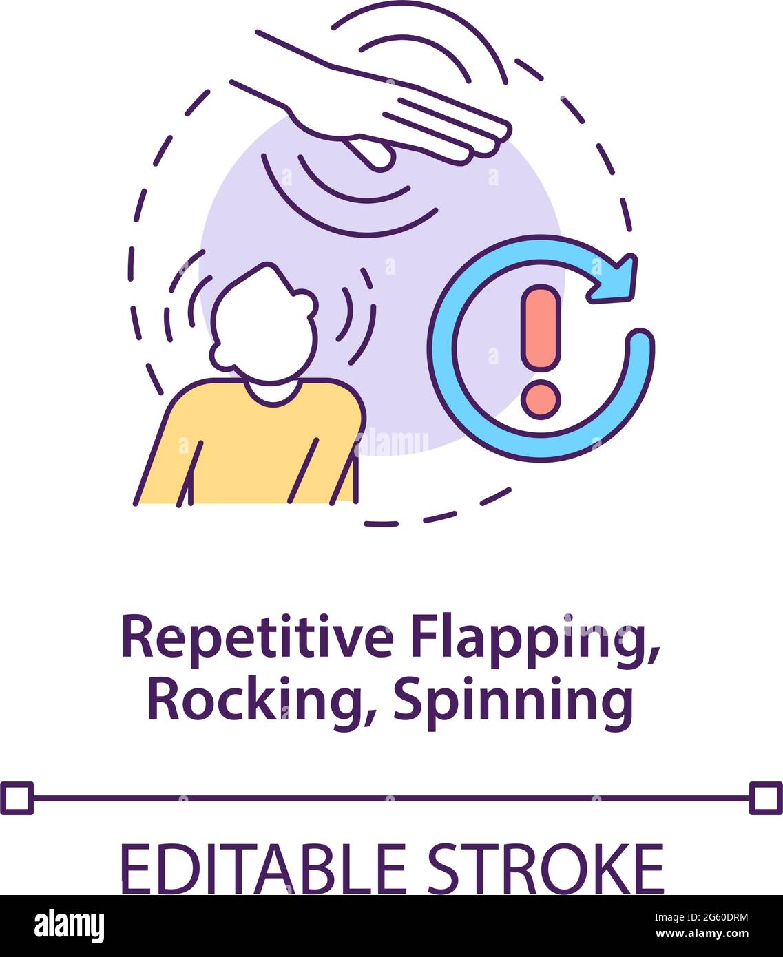 Icona del concetto di flapping, bascking, spinning ripetitivo Illustrazione Vettoriale