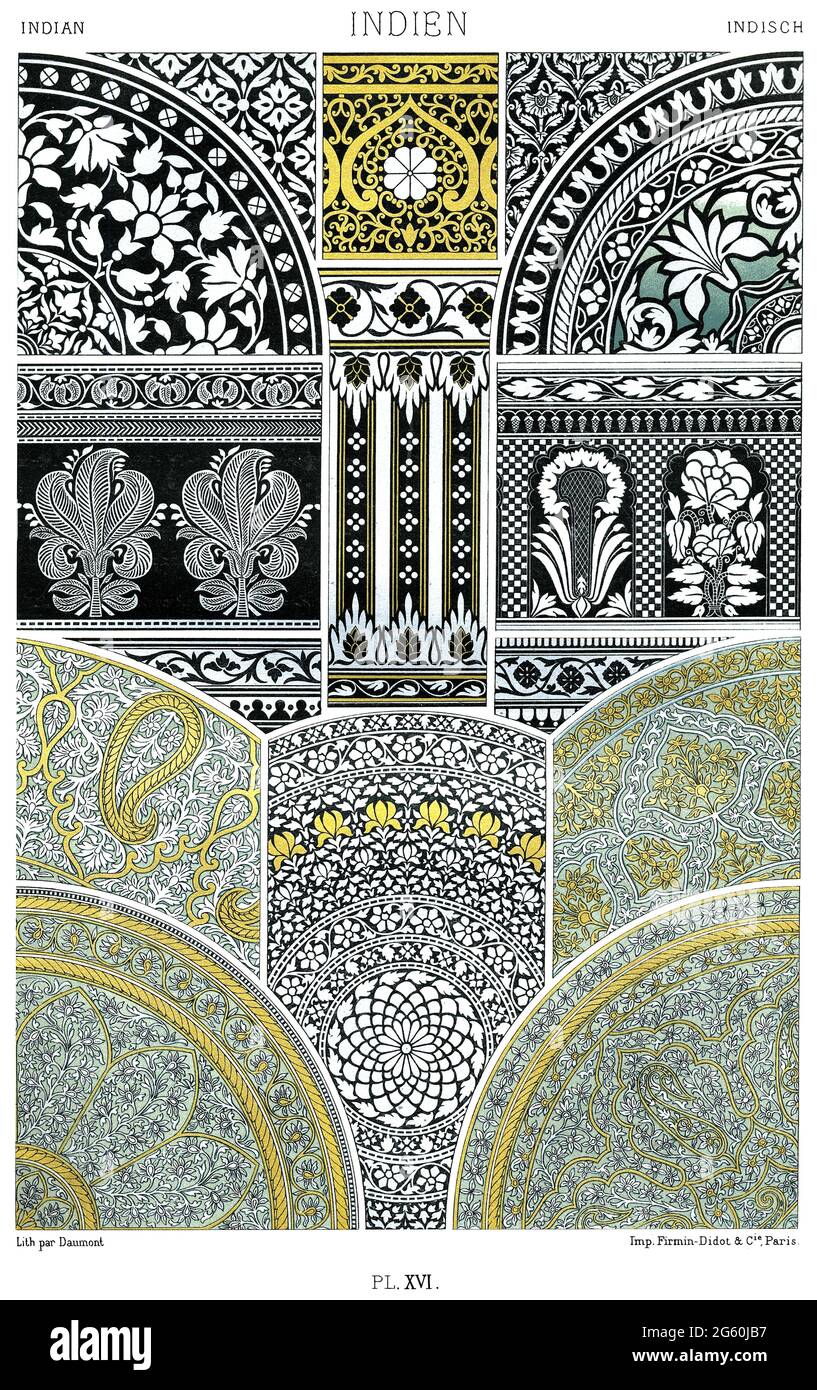 Antica arte indiana - delicate decorazioni metalliche - dell'Ornament 1880. Foto Stock