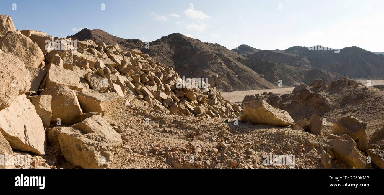 Panorama delle colline del Mar Rosso a Mons Claudianus, Egitto, deserto orientale, Foto Stock