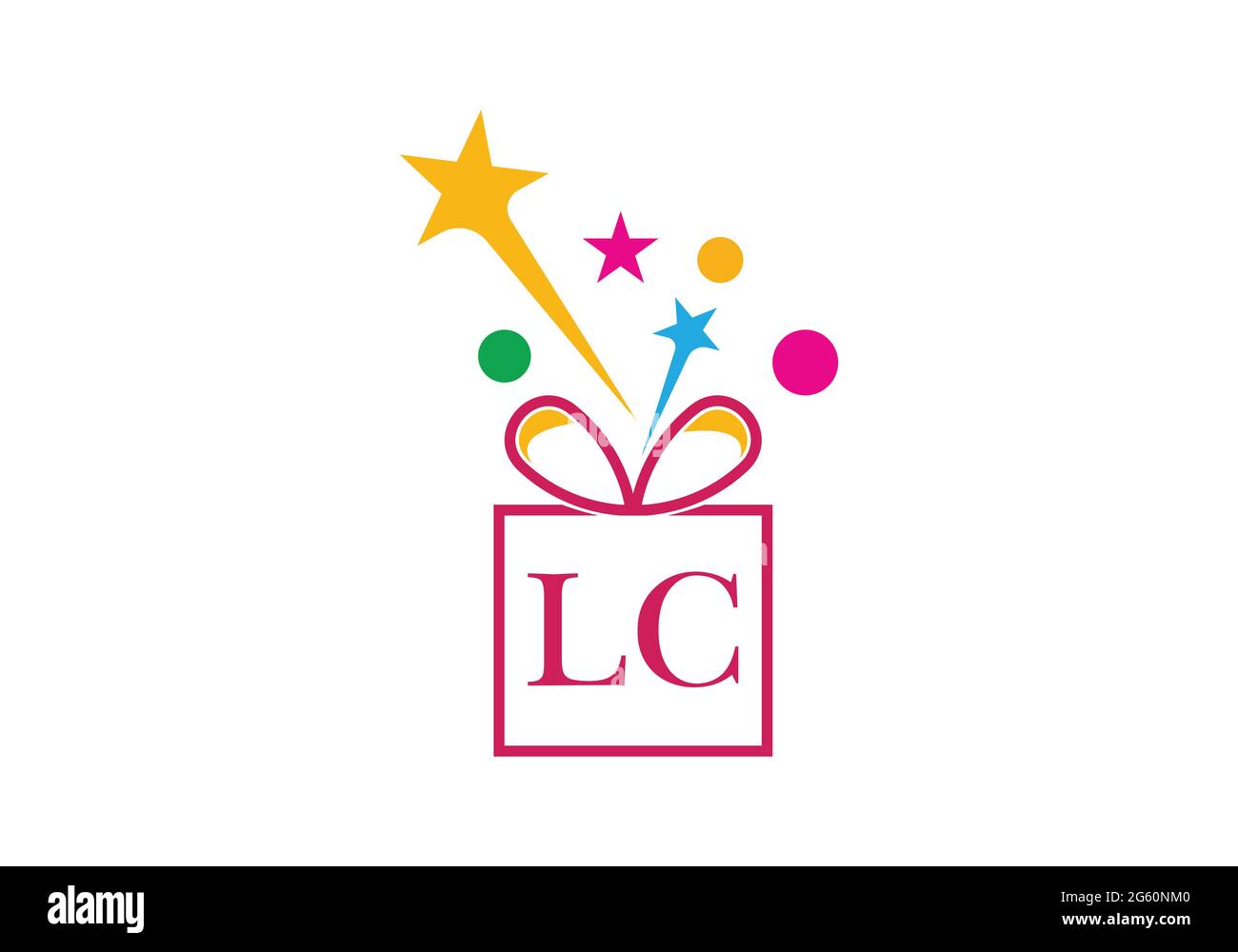 Confezione regalo, lettera alfabeto lettera negozio regalo L C icona logo per il design di lusso marchio per inviti di nozze, biglietto d'auguri, logo e altro design. Illustrazione Vettoriale