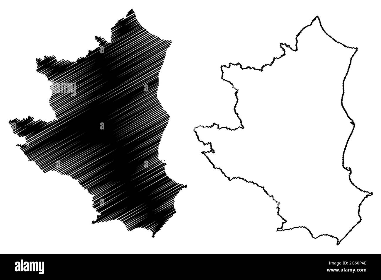 Provincia di Crotone (Italia, Repubblica Italiana, Regione Calabria) mappa illustrazione vettoriale, schizzo della mappa Provincia di Crotone Illustrazione Vettoriale