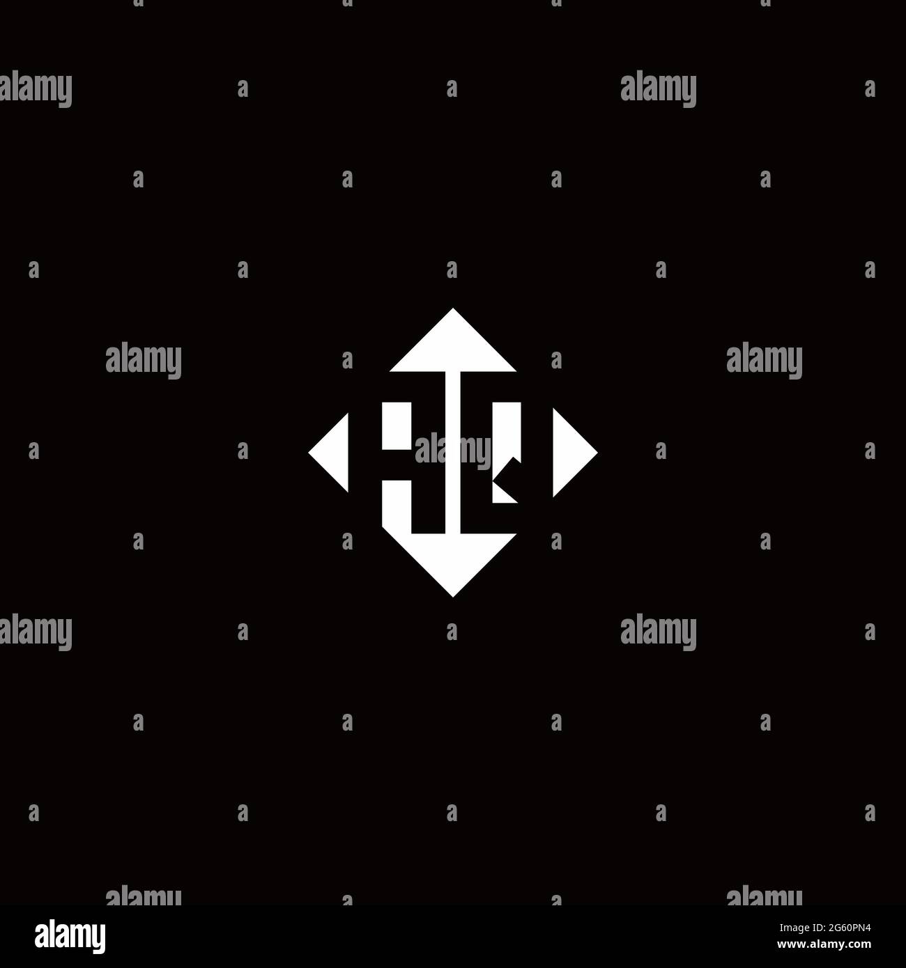 Logo monogramma con forma quadrata a diamante isolato su sfondo nero Illustrazione Vettoriale