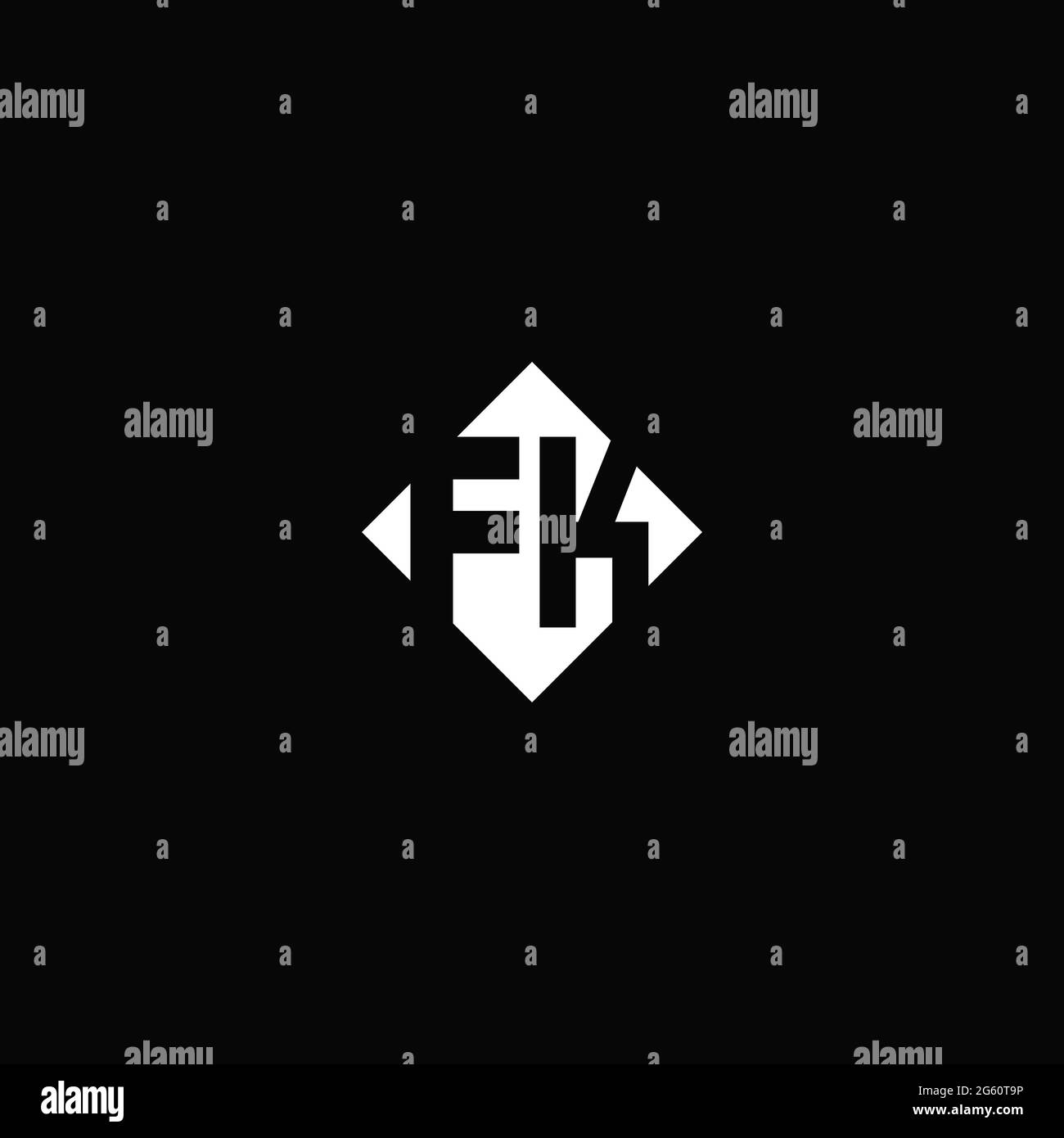 Logo monogramma con forma quadrata a diamante isolato su sfondo nero Illustrazione Vettoriale