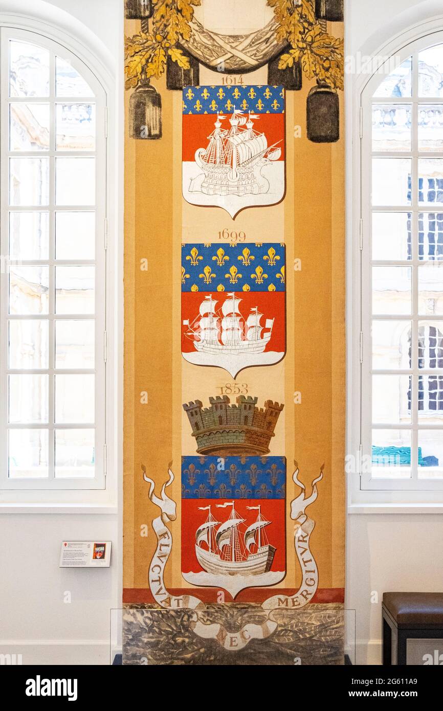 Francia, Parigi, il museo Carnavalet, stemma e emblema della città di Parigi Foto Stock
