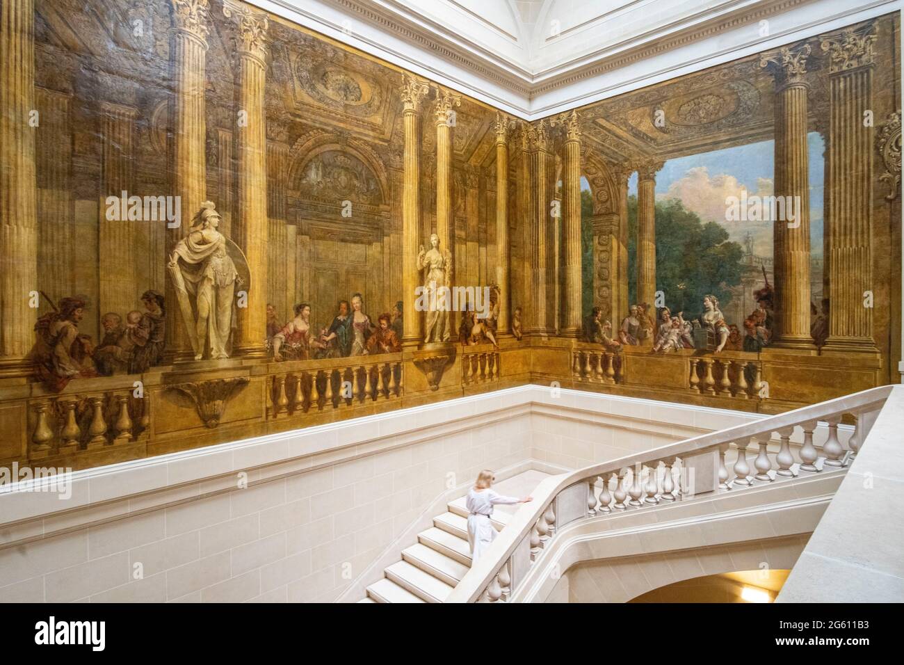 Francia, Parigi, il museo Carnavalet, la scala dell'hotel de Luynes Foto Stock