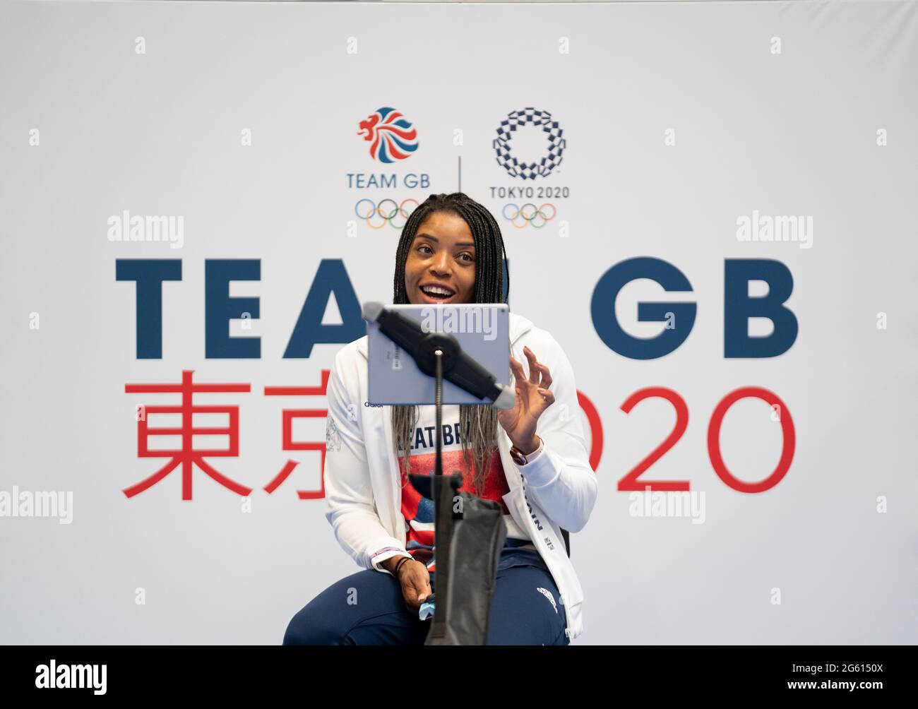 Abigail Irozuru durante la sessione di kitting out per le Olimpiadi di Tokyo 2020 al NEC di Birmingham, Regno Unito. Data immagine: Lunedì 28 giugno 2021. Foto Stock