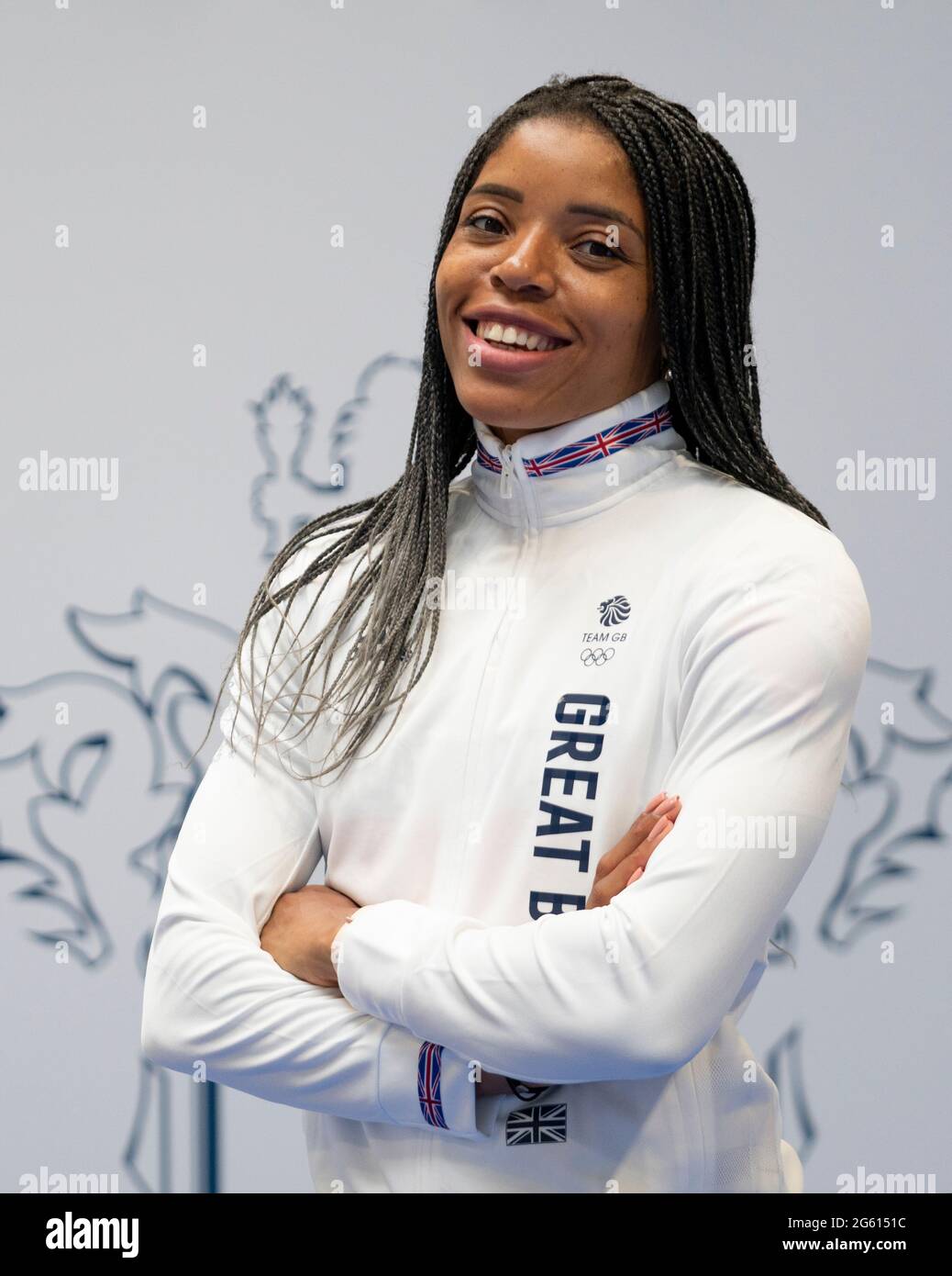 Abigail Irozuru durante la sessione di kitting out per le Olimpiadi di Tokyo 2020 al NEC di Birmingham, Regno Unito. Data immagine: Lunedì 28 giugno 2021. Foto Stock