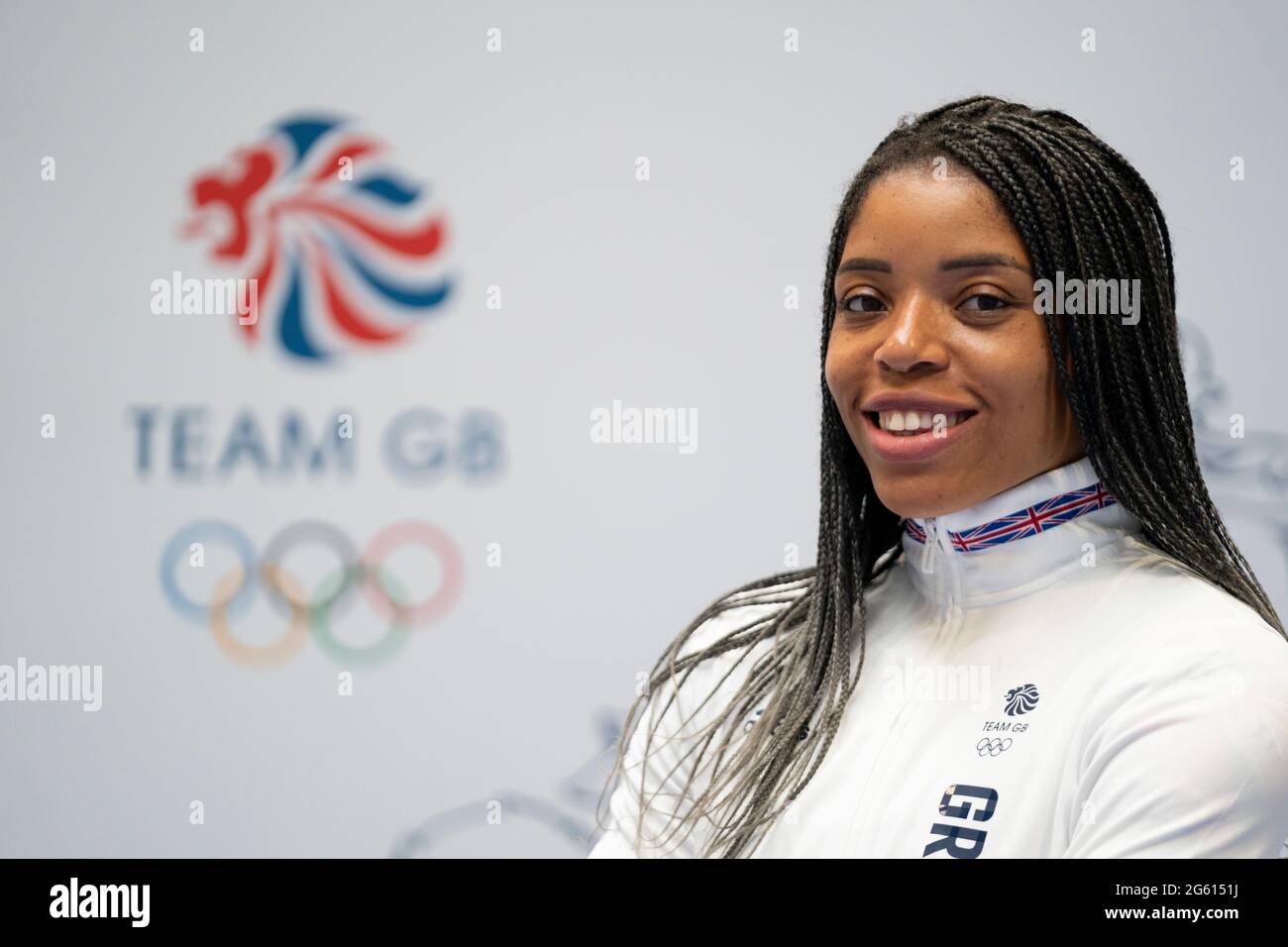 Abigail Irozuru durante la sessione di kitting out per le Olimpiadi di Tokyo 2020 al NEC di Birmingham, Regno Unito. Data immagine: Lunedì 28 giugno 2021. Foto Stock