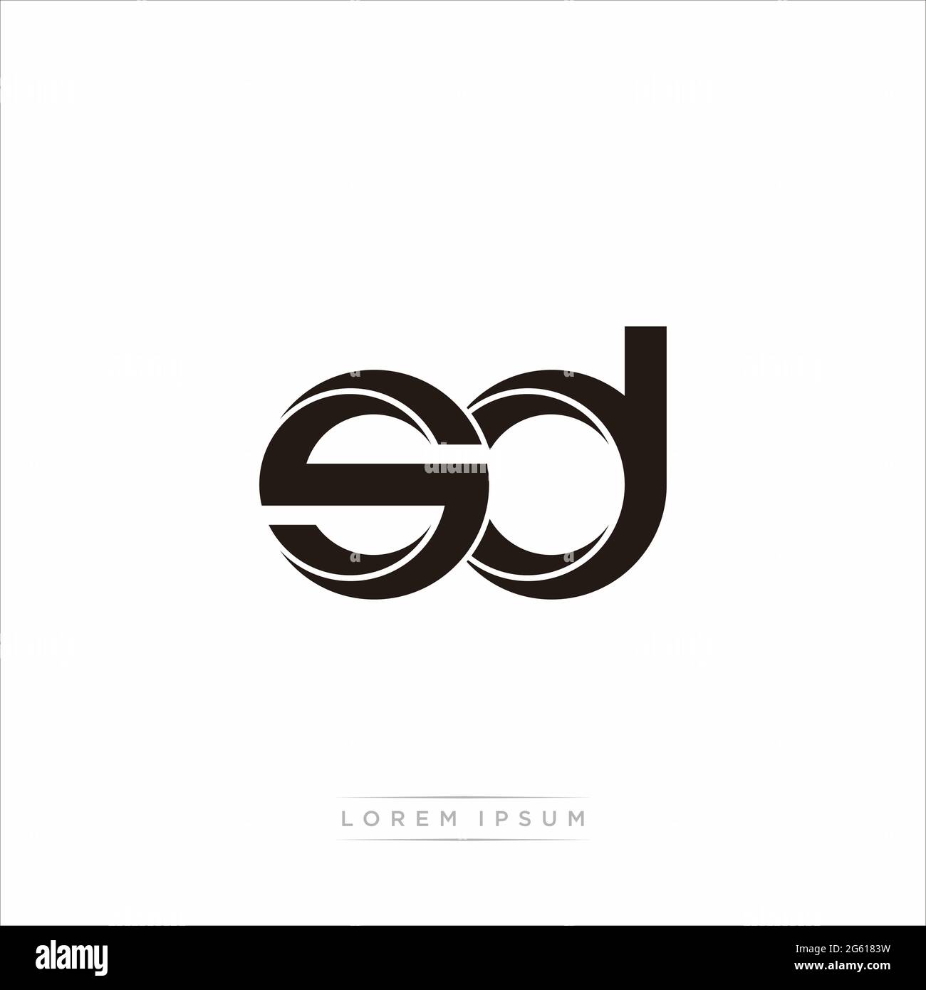 Initial Letter Split minuscola Monogramma moderno contorno collegato Logo arrotondato isolato su sfondo bianco Illustrazione Vettoriale