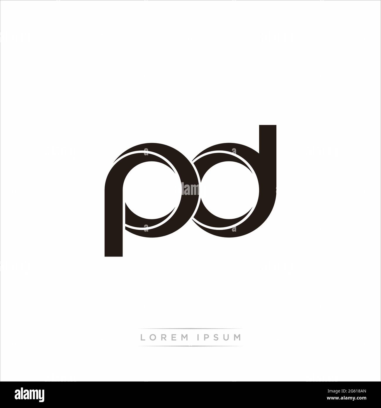Initial Letter Split minuscola Monogramma moderno contorno collegato Logo arrotondato isolato su sfondo bianco Illustrazione Vettoriale