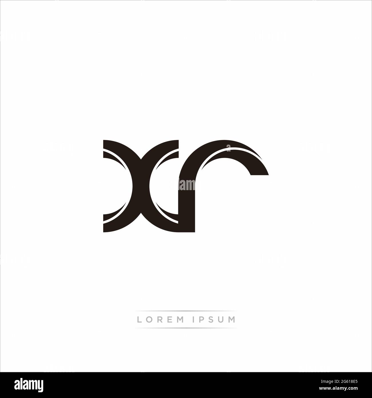 Initial Letter Split minuscola Monogramma moderno contorno collegato Logo arrotondato isolato su sfondo bianco Illustrazione Vettoriale