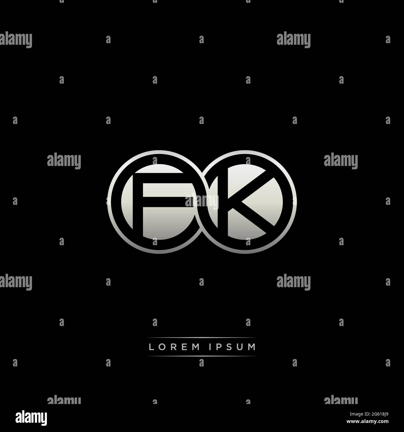 Lettera iniziale link cerchio capitale monogramma logo modello moderno versione colore oro isolato su sfondo nero Illustrazione Vettoriale