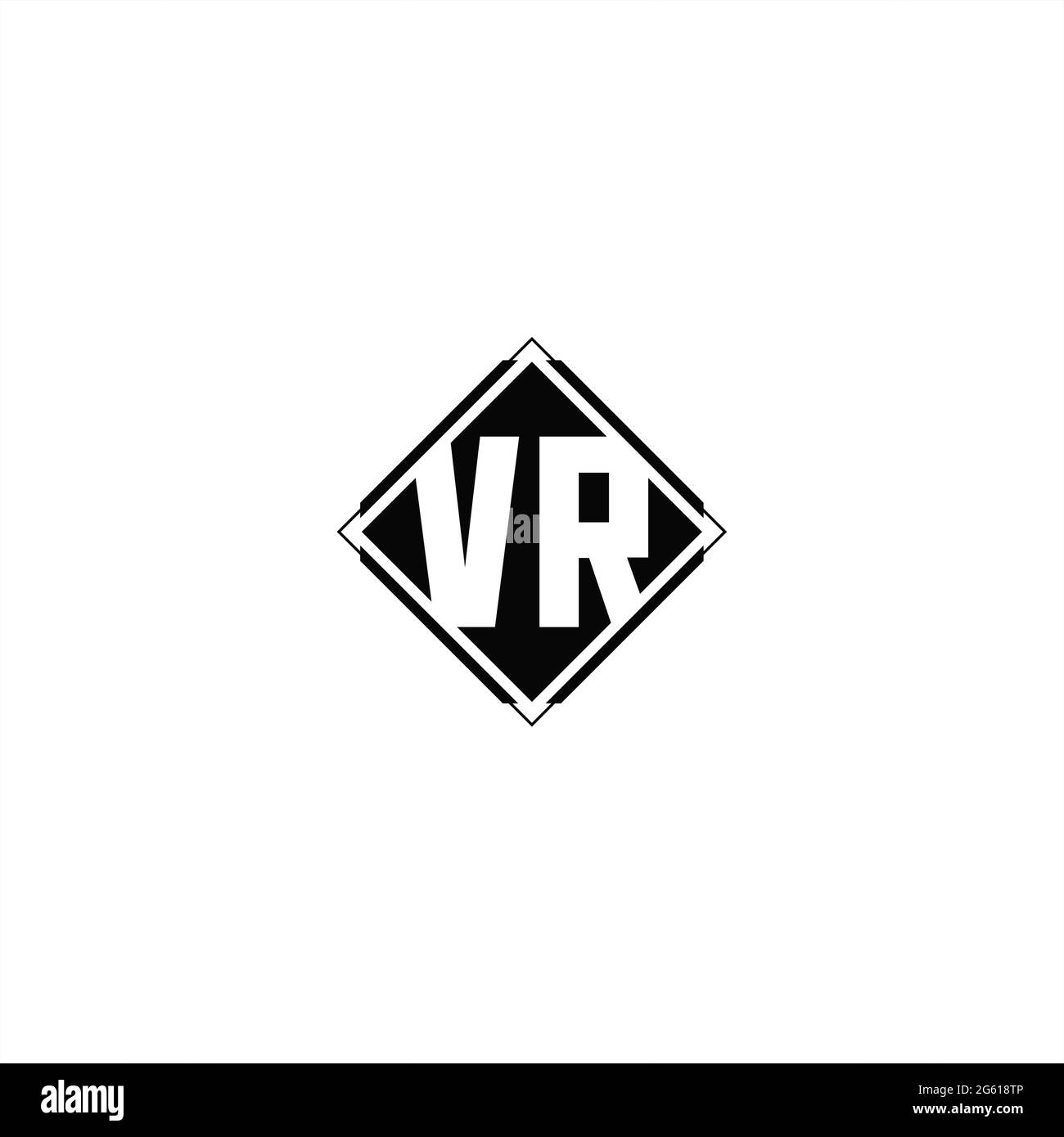 Logo monogramma con forma quadrata a diamante isolato su colori neri e sfondo bianco Illustrazione Vettoriale