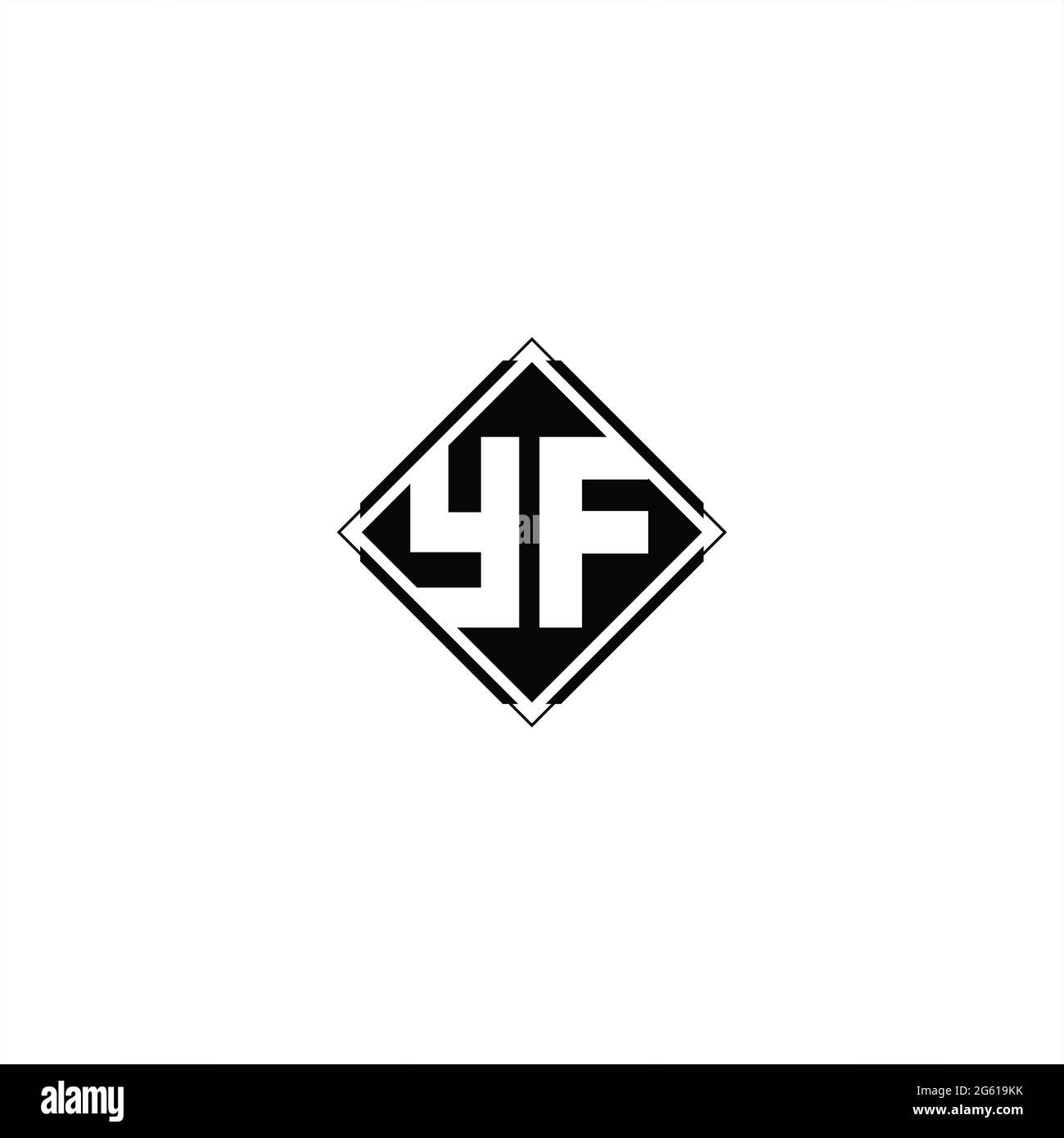 Logo monogramma con forma quadrata a diamante isolato su colori neri e sfondo bianco Illustrazione Vettoriale