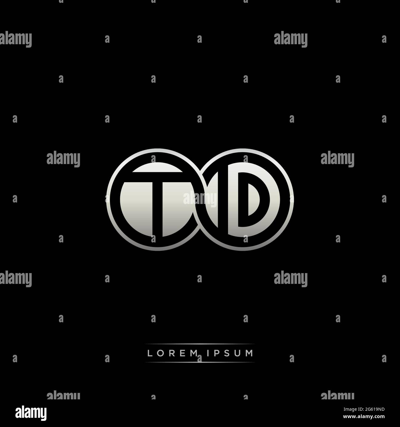 Lettera iniziale link cerchio capitale monogramma logo modello moderno versione colore oro isolato su sfondo nero Illustrazione Vettoriale