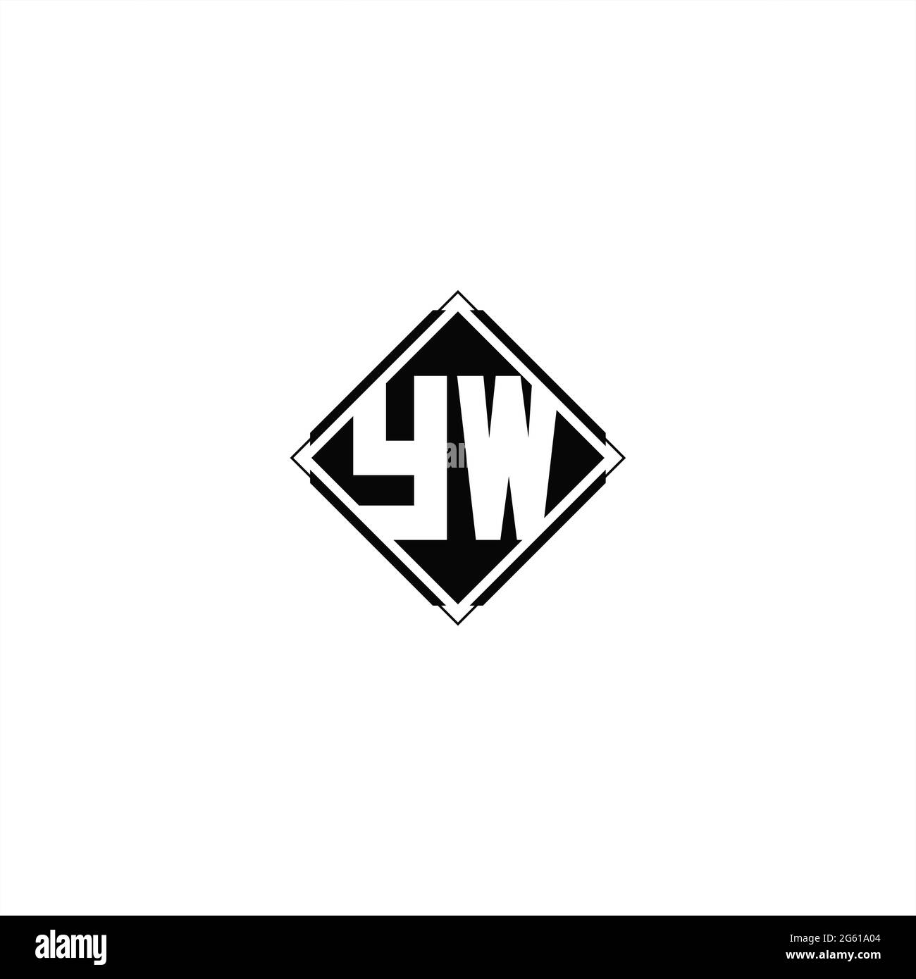 Logo monogramma con forma quadrata a diamante isolato su colori neri e sfondo bianco Illustrazione Vettoriale