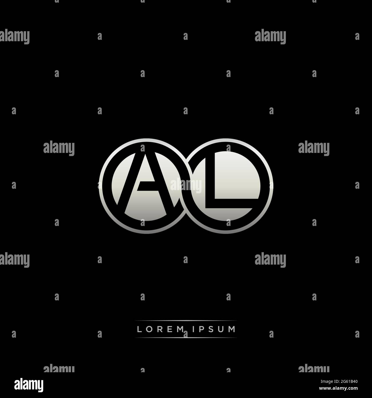 Lettera iniziale link cerchio capitale monogramma logo modello moderno versione colore oro isolato su sfondo nero Illustrazione Vettoriale