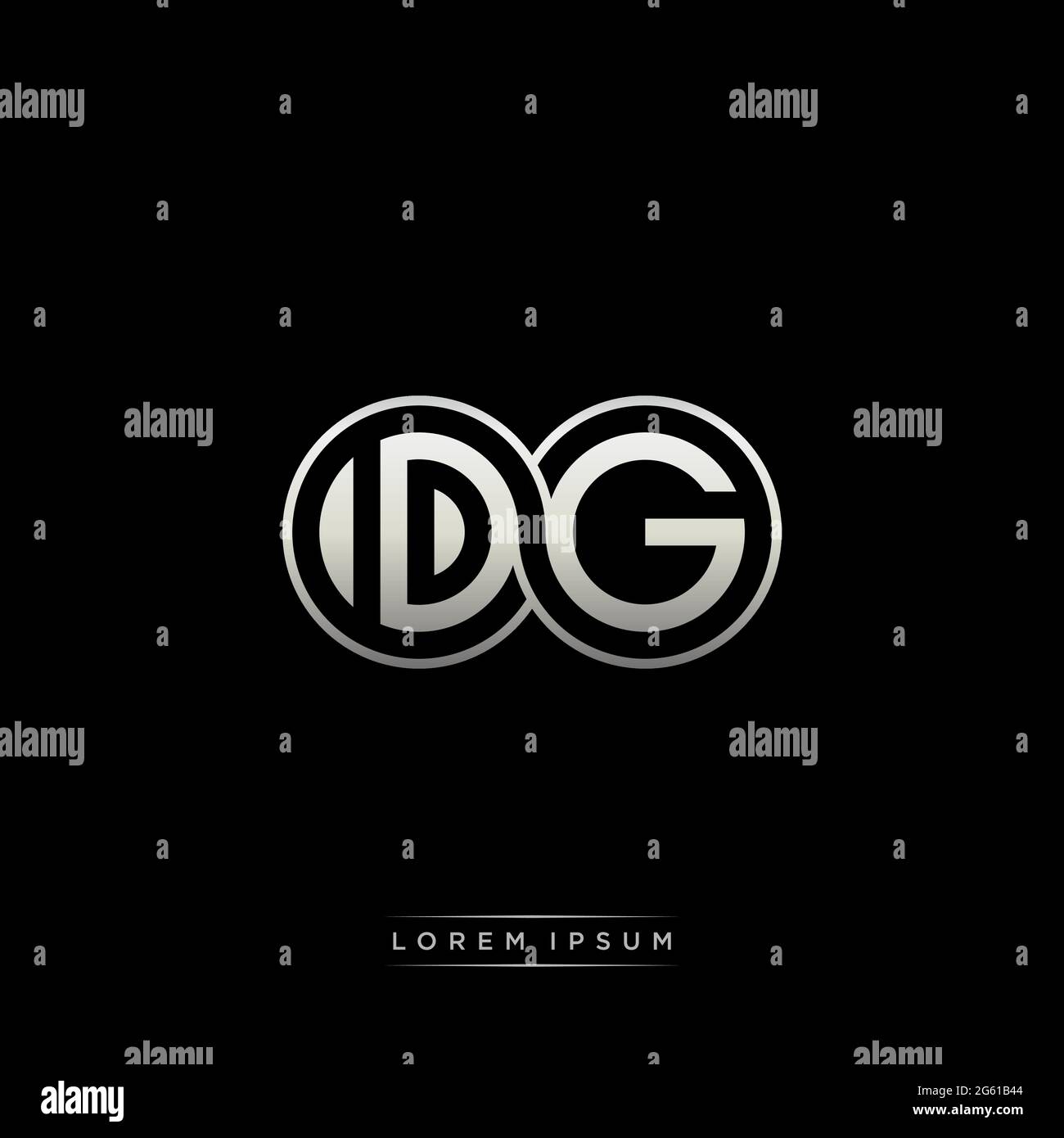 Lettera iniziale link cerchio capitale monogramma logo modello moderno versione colore oro isolato su sfondo nero Illustrazione Vettoriale