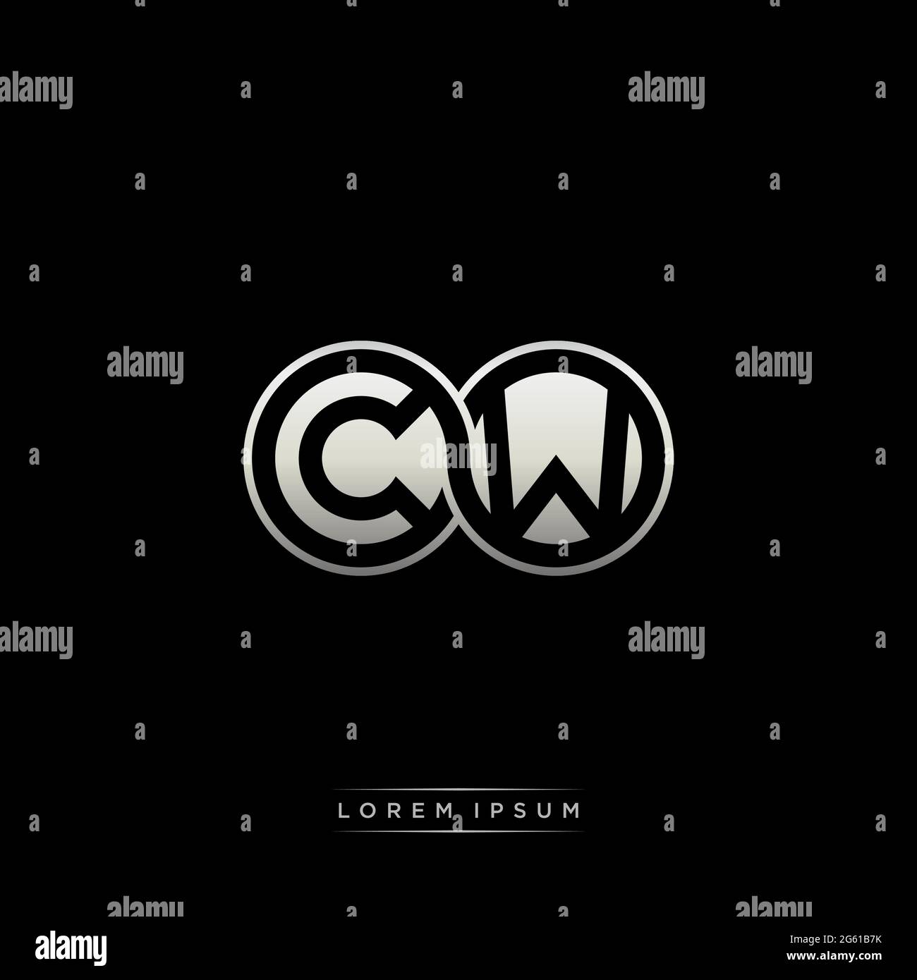 Lettera iniziale link cerchio capitale monogramma logo modello moderno versione colore oro isolato su sfondo nero Illustrazione Vettoriale