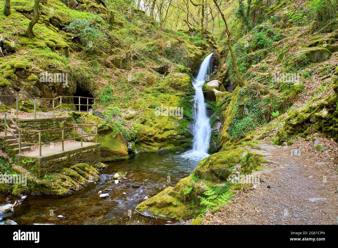 Dolgoch cade vicino alla città di Tywyn a Gwynedd, Galles centrale. Foto Stock