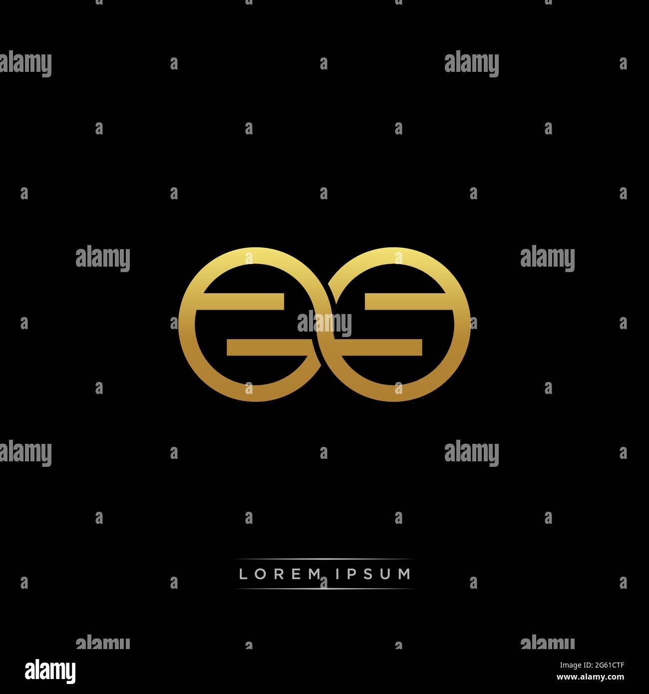 lettera iniziale link cerchio capitale monogramma logo modello moderno versione colore oro isolato su sfondo nero Illustrazione Vettoriale