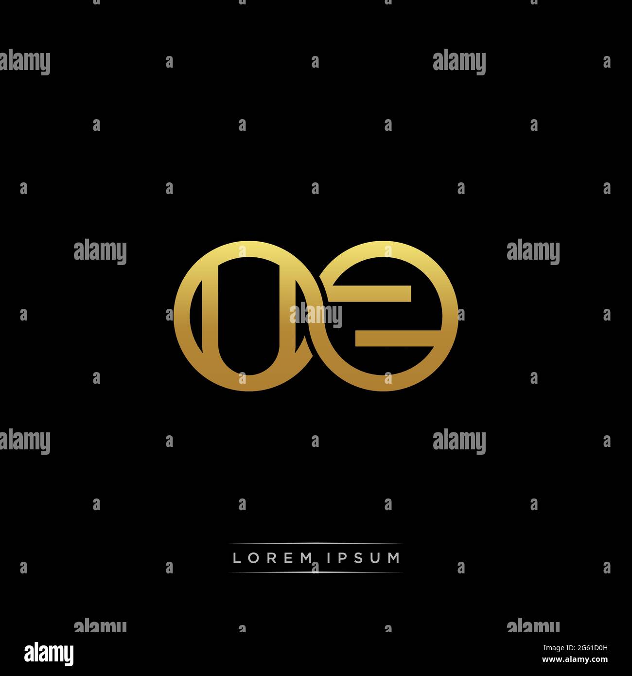 lettera iniziale link cerchio capitale monogramma logo modello moderno versione colore oro isolato su sfondo nero Illustrazione Vettoriale