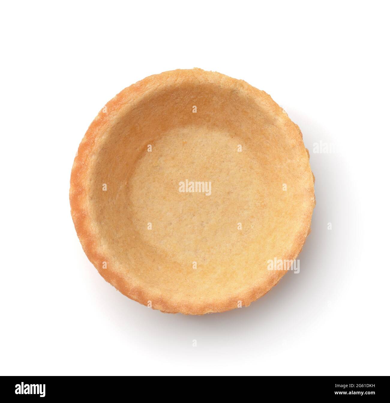 Vista superiore della crostata di vuoto guscio isolato su bianco Foto Stock