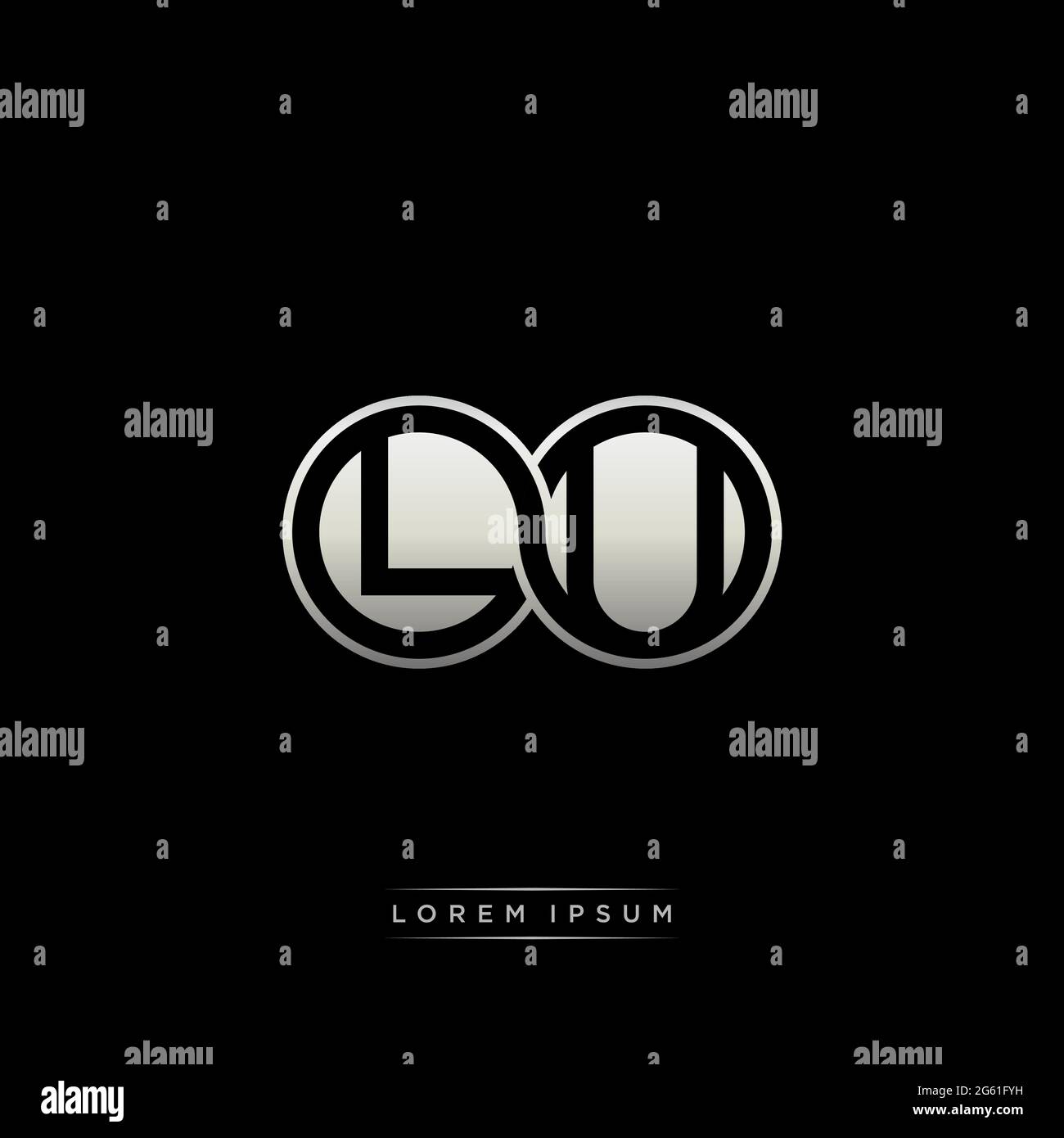 Lettera iniziale link cerchio capitale monogramma logo modello moderno versione colore oro isolato su sfondo nero Illustrazione Vettoriale