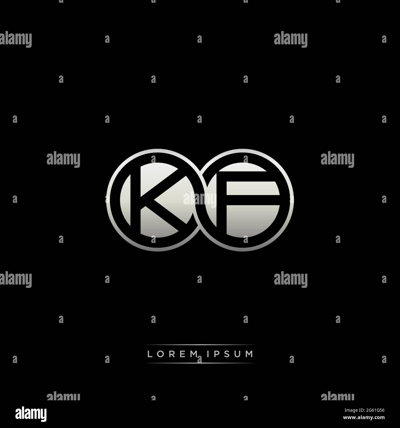 Lettera iniziale link cerchio capitale monogramma logo modello moderno versione colore oro isolato su sfondo nero Illustrazione Vettoriale