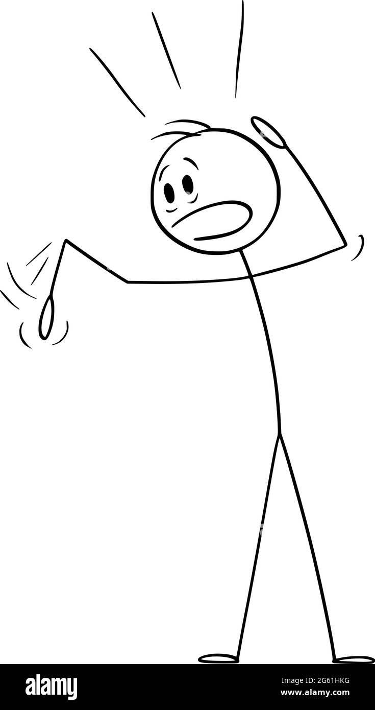 Persona con braccio rotto, illustrazione della figura del bastone del cartone vettoriale Illustrazione Vettoriale