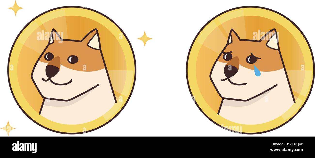 Criptovaluta Dogecoin. Illustrazione vettoriale isolata su sfondo bianco. Illustrazione Vettoriale