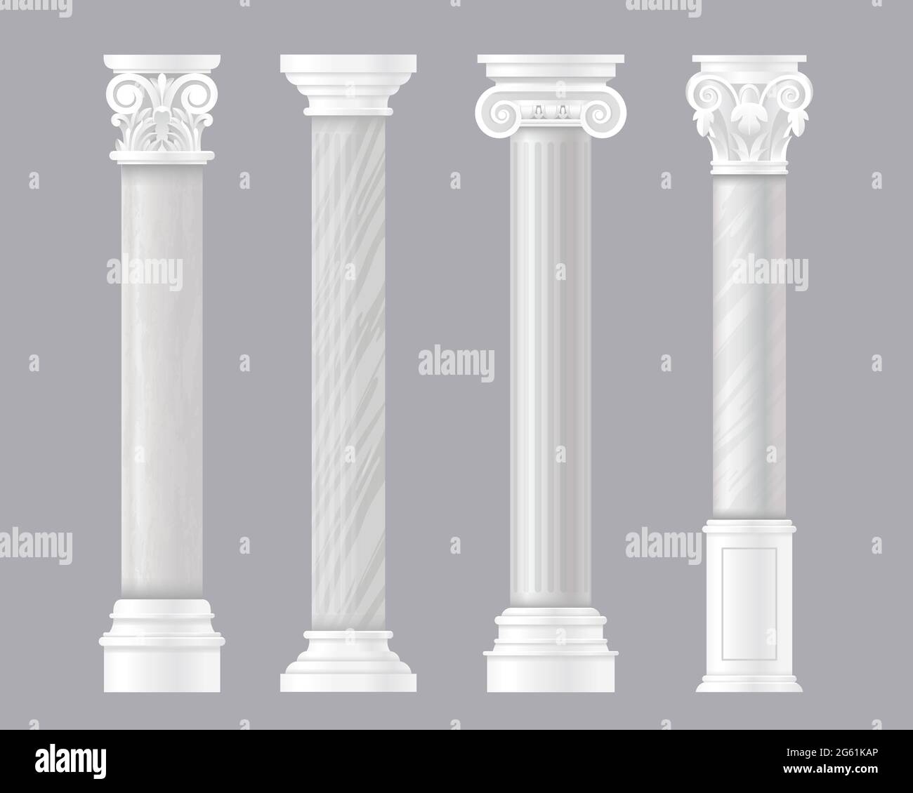 Colonne illustrazioni vettoriali, antico insieme architettonico di Roma o colonne in marmo greco classico, antica architettura dell'impero romano con pietra Illustrazione Vettoriale