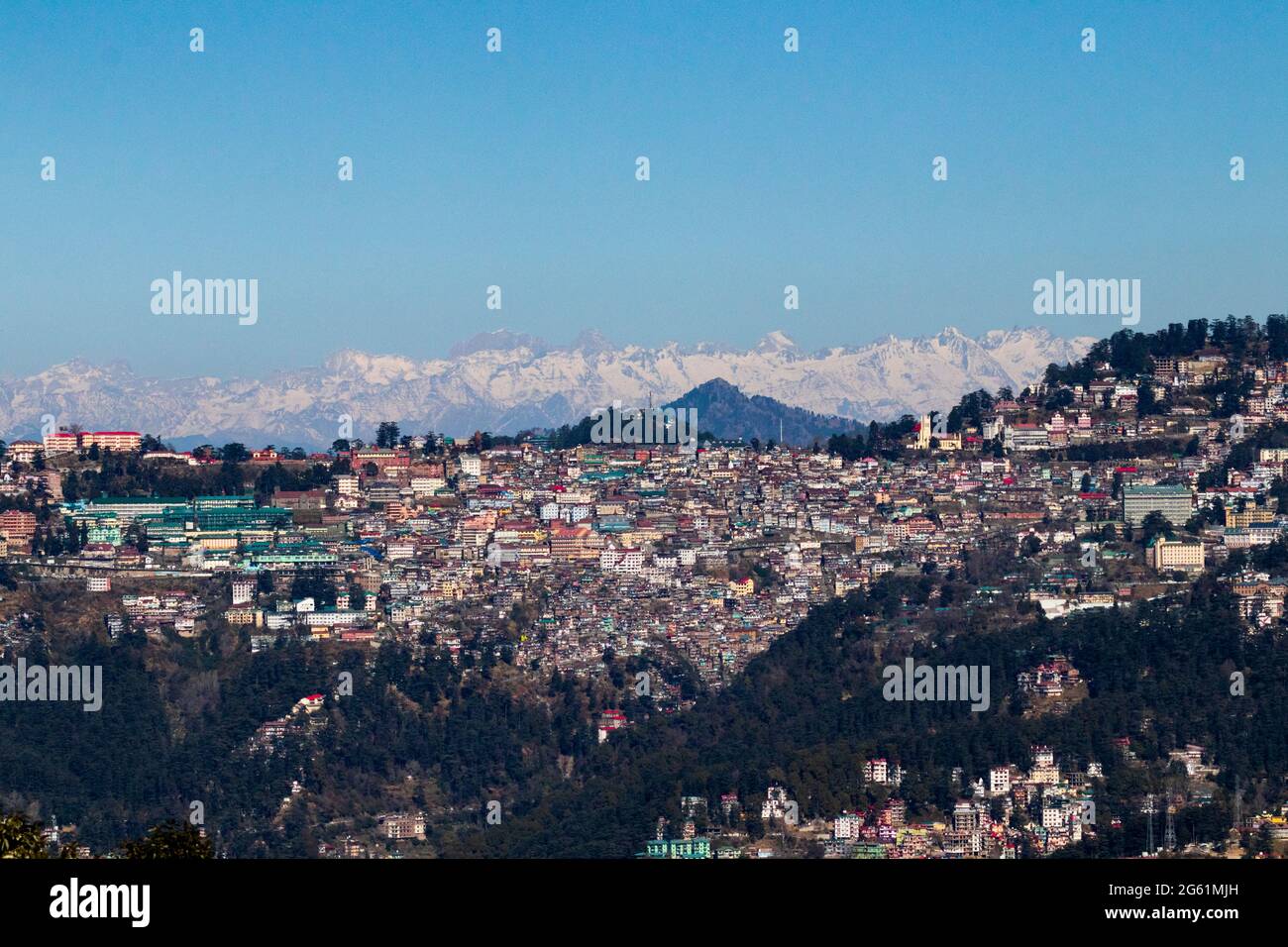 Vista panoramica di Shimla, Himachal Foto Stock