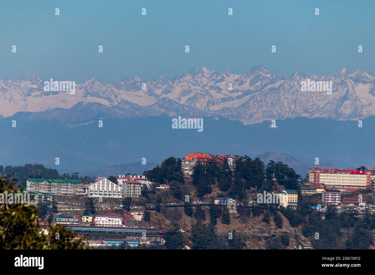 Vista panoramica di Shimla, Himachal Foto Stock