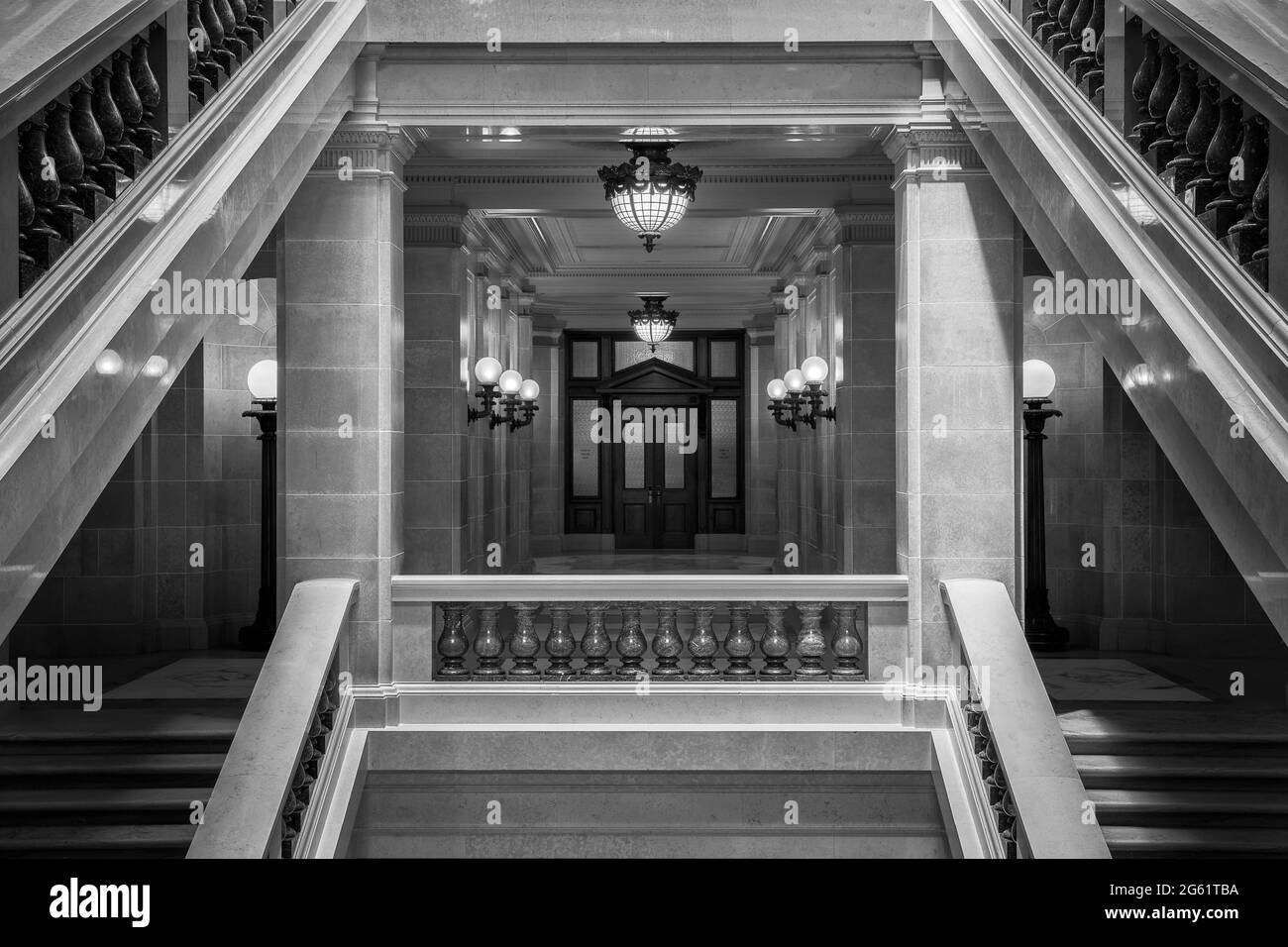 Corridoio chiuso nel palazzo del governo del Wisconsin a Madison, Wisconsin Foto Stock