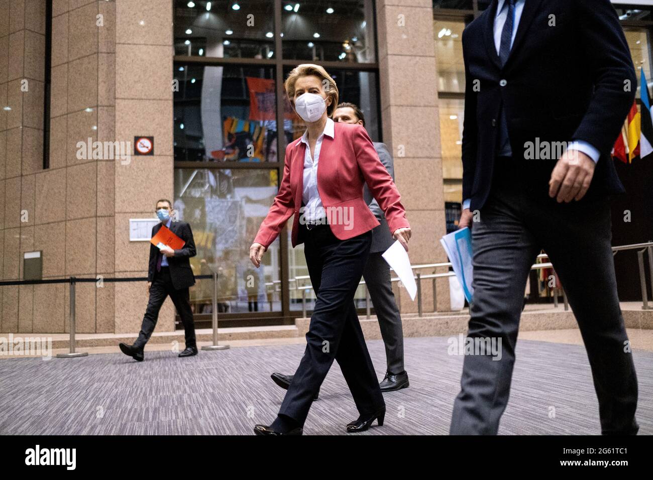 Il Presidente della Commissione europea Ursula von der Leyen al vertice dei capi di Stato dell'Unione europea. Bruxelles. Belgio. Foto Stock