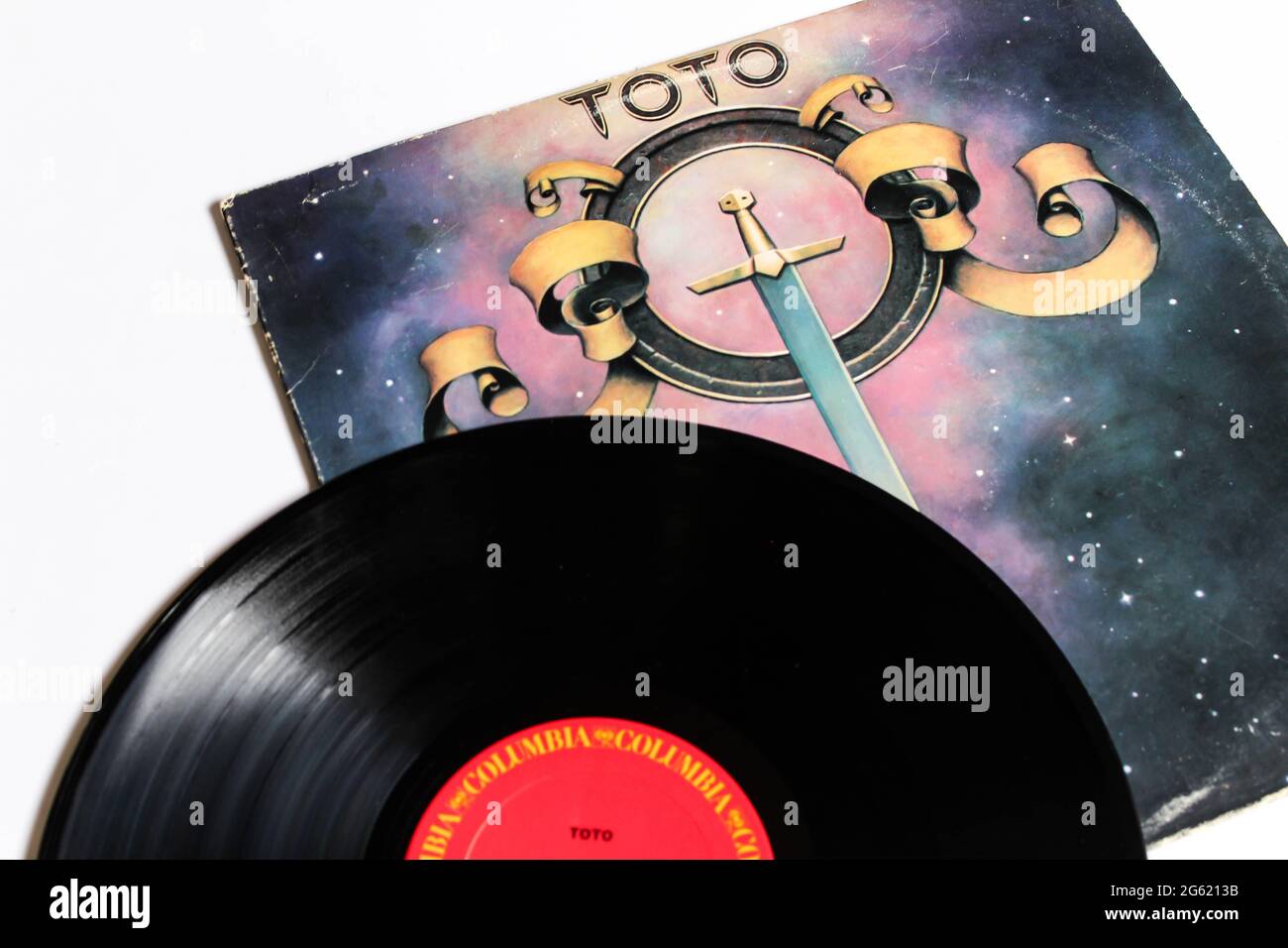 Classic progressive rock band, Toto, album musicale su disco LP con disco in vinile. Album autotitintato. Copertina album Foto Stock