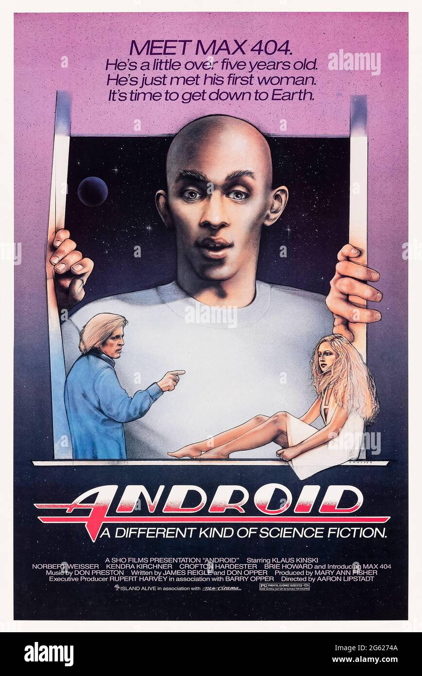 Android (2002) diretto da Aaron Lipstadt con Klaus Kinski, Don Keith Opper e Brie Howard. Uno scienziato pazzo e il suo assistente conducono la ricerca illegale sugli androidi su una stazione spaziale quando 3 fuggitivi non invitati arrivano. Foto Stock