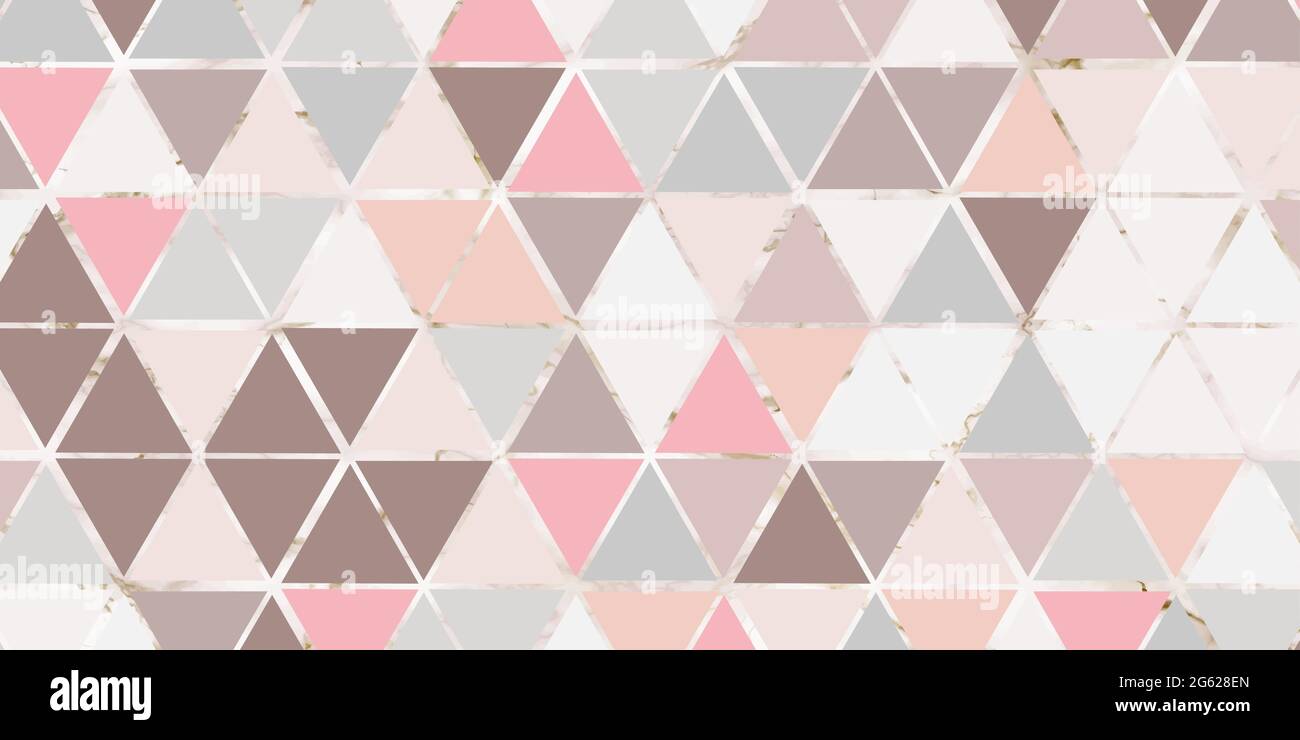 Astratto geometrico senza giunture forma triangolare design moderno. Colore pastello con linea di marmo elegante sfondo rosa per tappeti, carta da parati Illustrazione Vettoriale