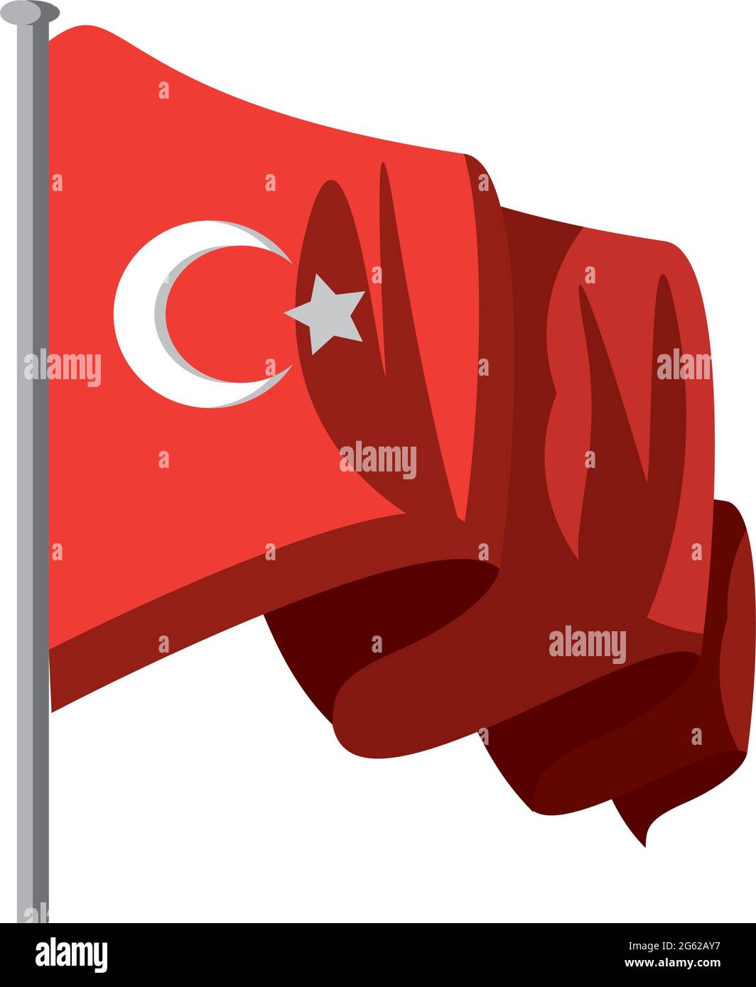 bandiera della turchia in pole Illustrazione Vettoriale