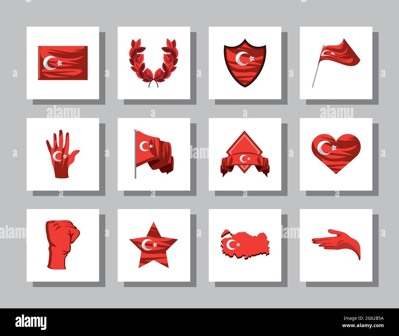turchia bandiere varie forme Illustrazione Vettoriale