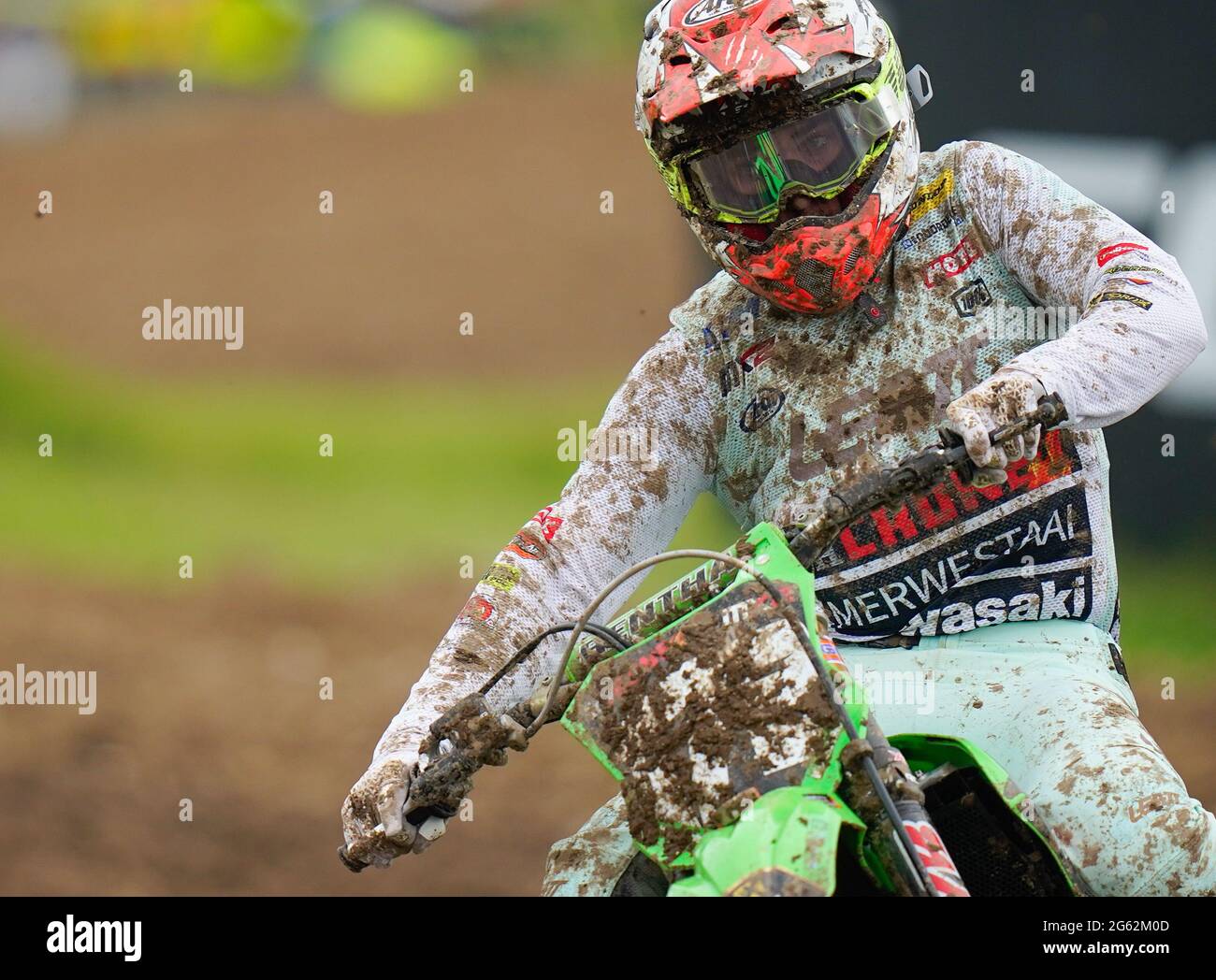 Mathys Boisrame durante MX2 gara 1 nella tappa britannica dei Campionati del mondo di motocross FIM 2021 domenica 27 giugno 2021 a Matterley Basin, Winch Foto Stock