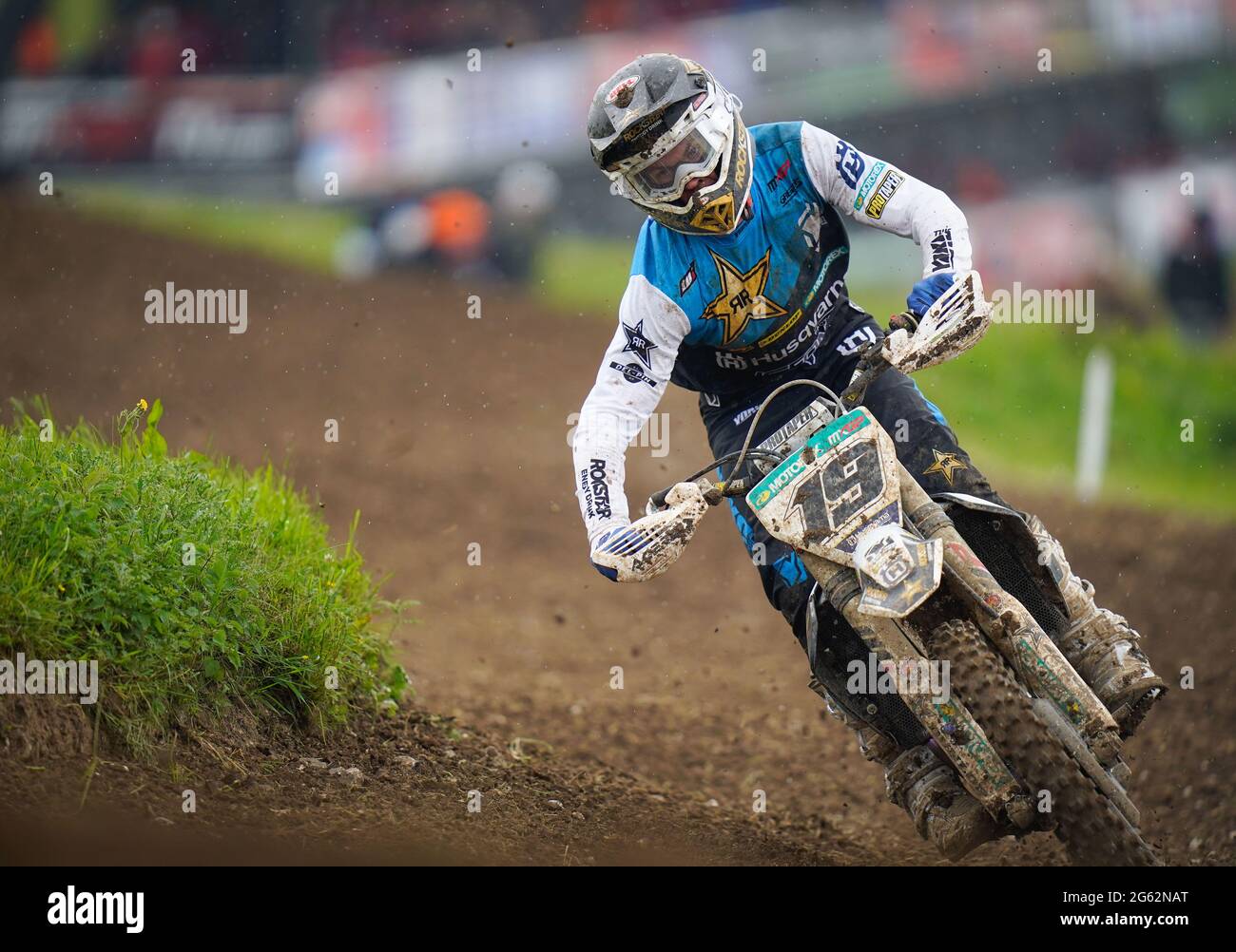 Thomas Kjer Olsen (DEN), Husqvarna - Rockstar Energy Husqvarna Factory Racing MXGP durante la gara 1 del MXGP della tappa britannica della FIM Motocross WOR 2021 Foto Stock