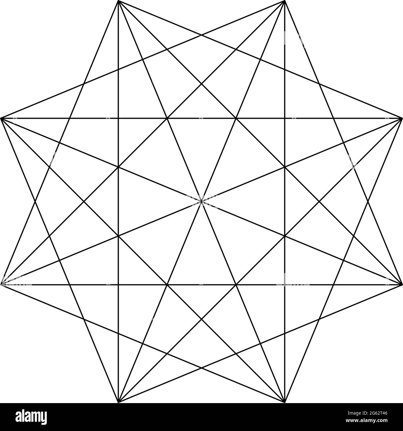 Elemento poligonale geometrico con angoli disegnati. Linee intersecate forma a stella – illustrazione vettoriale di stock, grafica clip-art Illustrazione Vettoriale