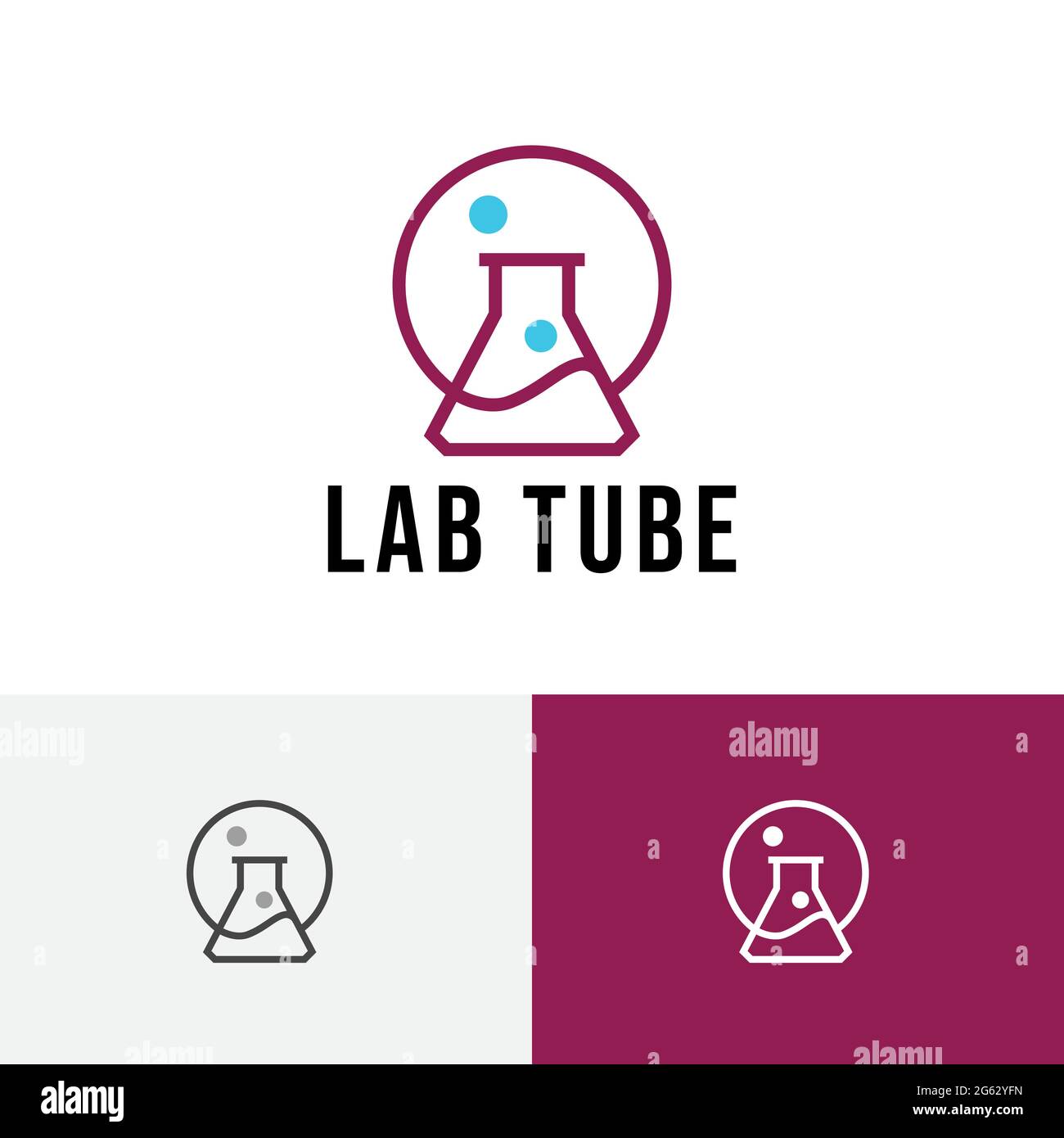 Logo della linea semplice di Laboratory Tube Science Research Illustrazione Vettoriale